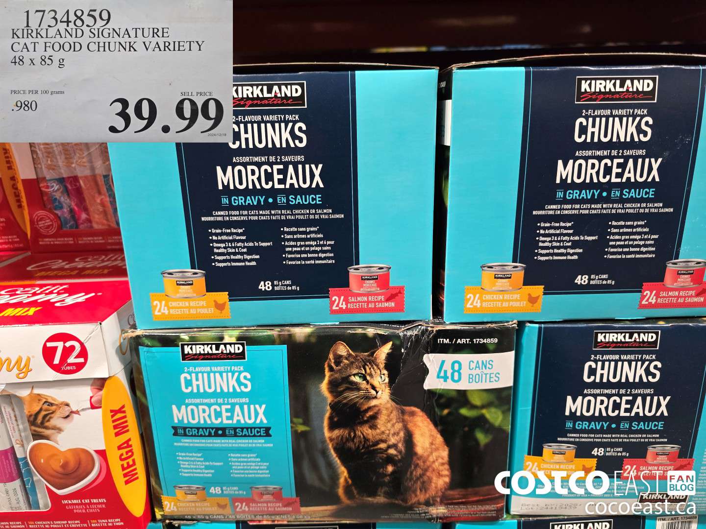 1734859 KIRKLAND SIGNATURE CAT FOOD CHUNK VARIETY 48 x 85 g $39.99