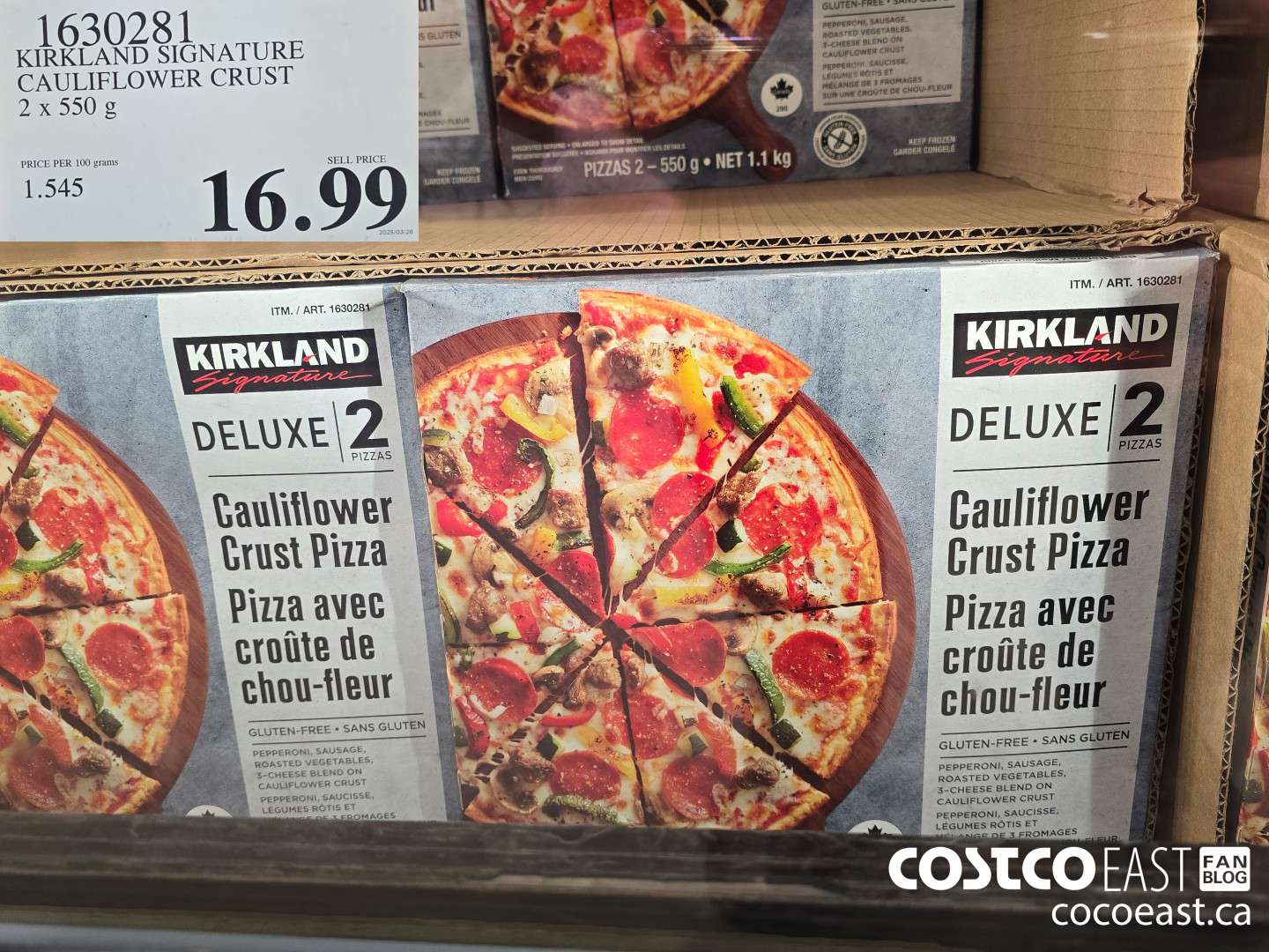 1630281 KIRKLAND SIGNATURE CAULIFLOWER CRUST 2 x 550 G $16.99