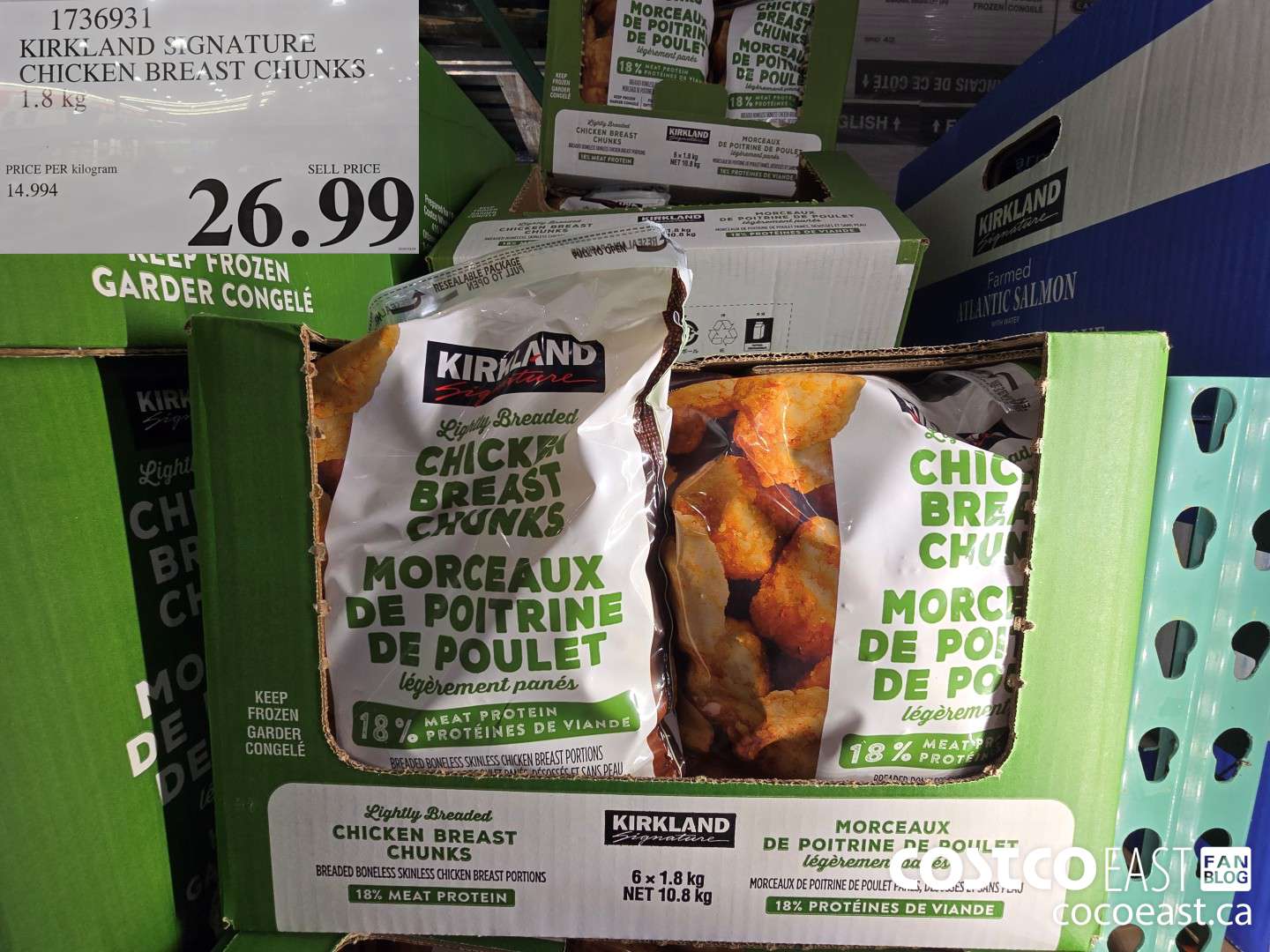 1736931 KIRKLAND SIGNATURE CHICKEN BREAST CHUNKS 1.8 KG $26.99