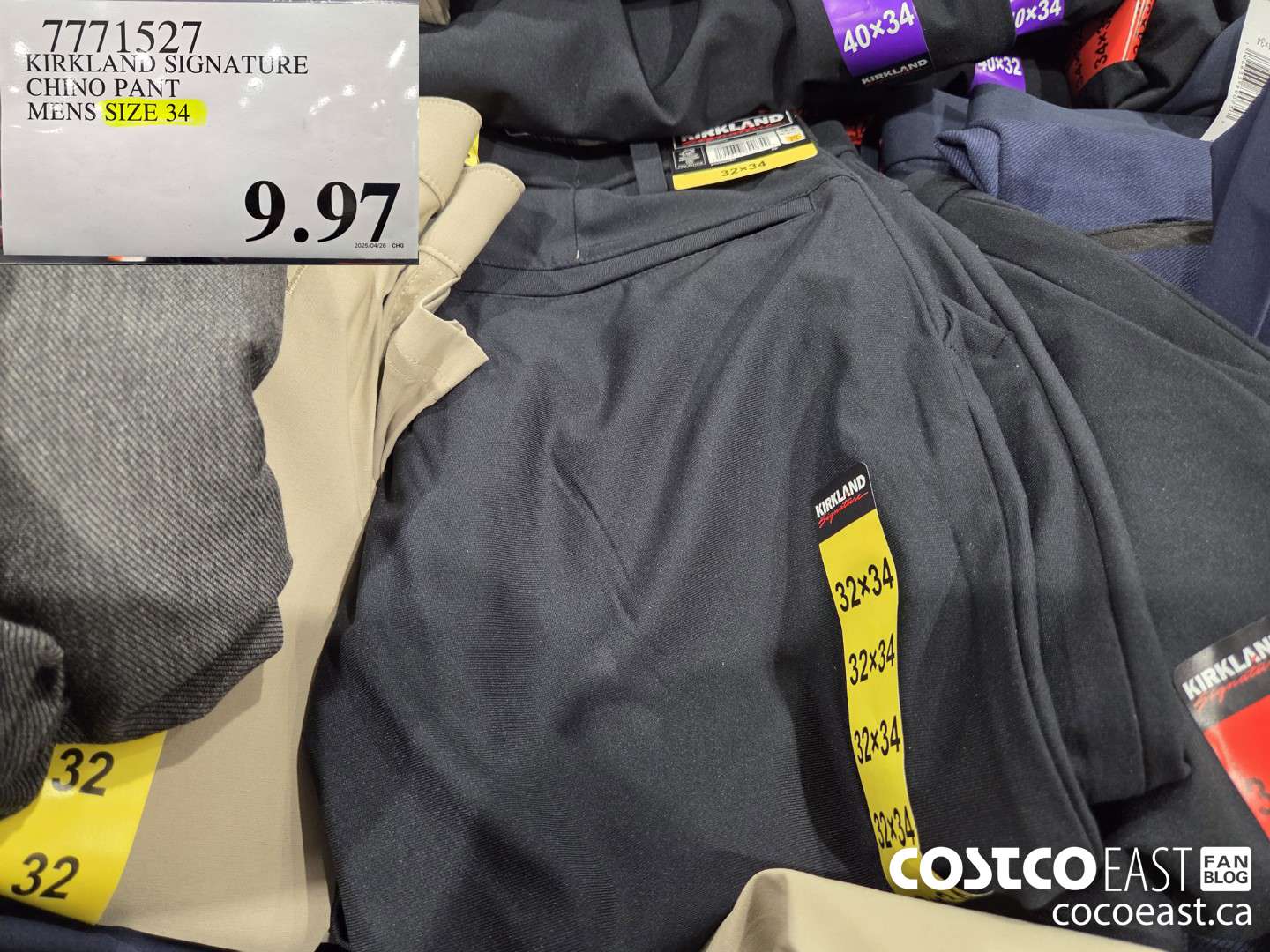 7771527 KIRKLAND SIGNATURE CHINO PANT SIZE 34 $9.97