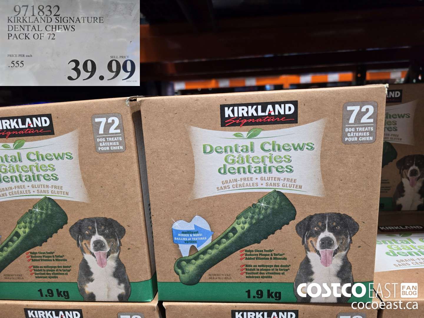 971832 KIRKLAND SIGNATURE DENTAL CHEWS BACK OF 72 $39.99