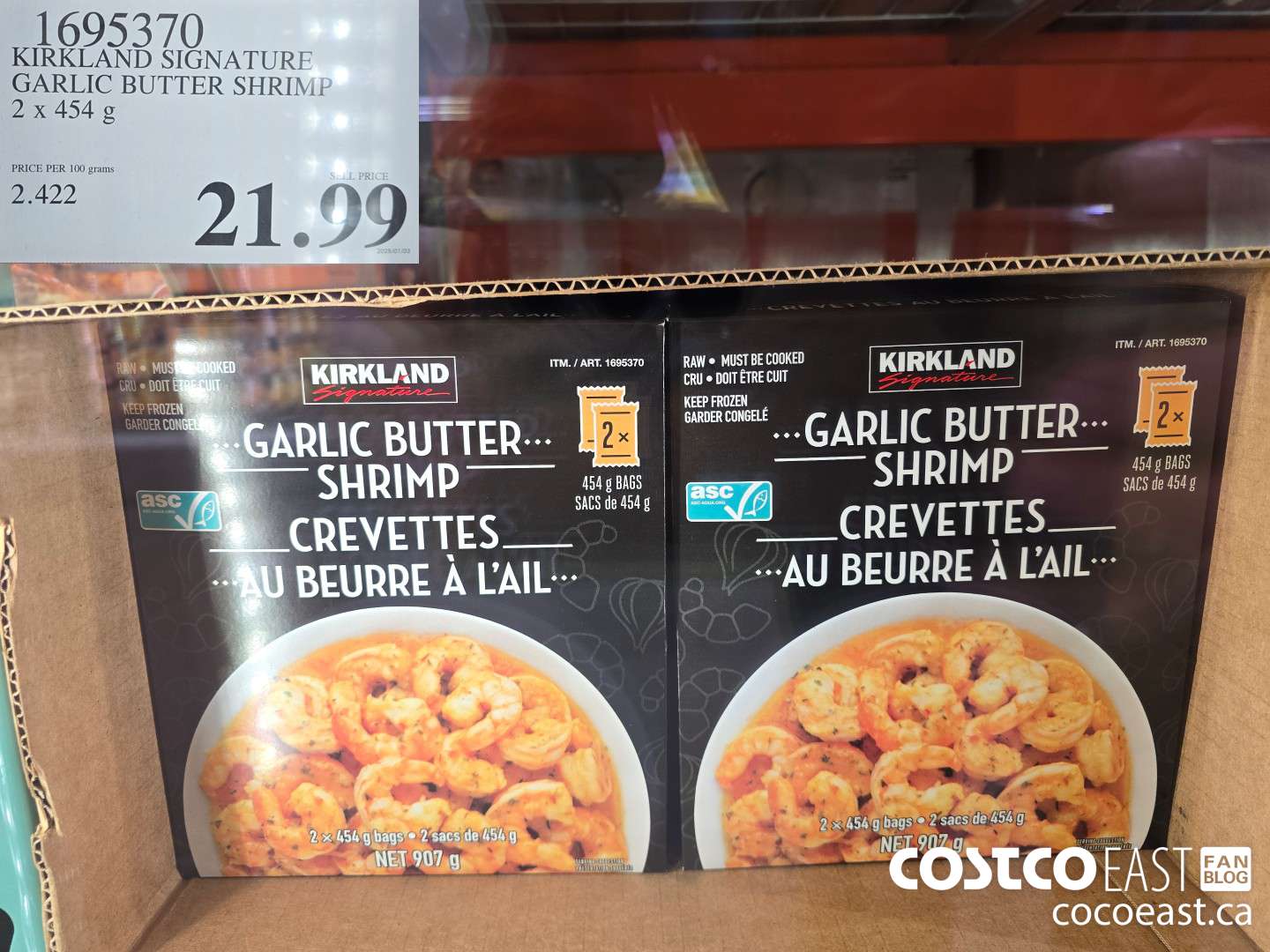 1695370 KIRKLAND SIGNATURE GARLIC BUTTER SHRIMP 2 x 454 g $21.99