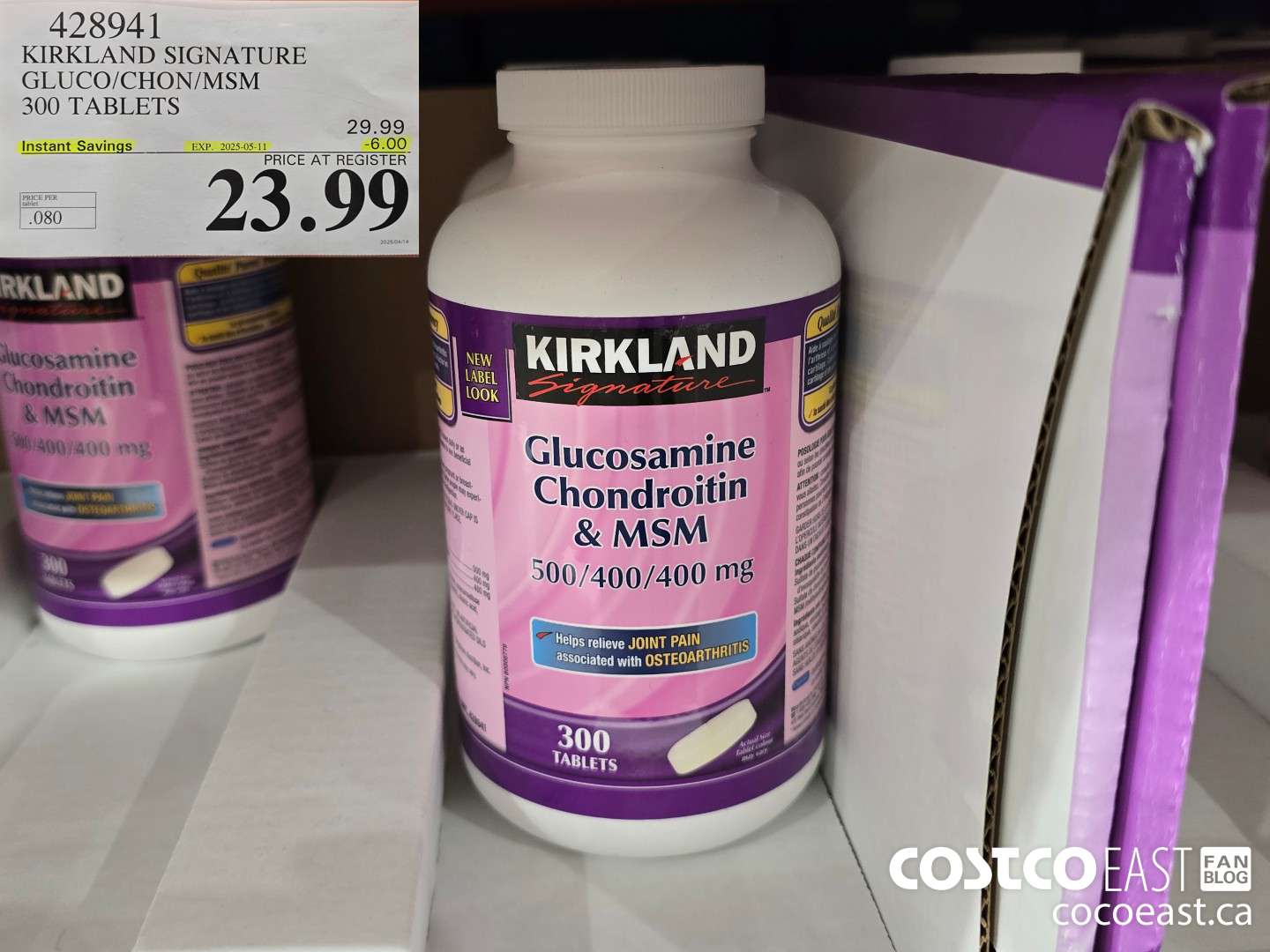 428941 KIRKLAND SIGNATURE GLUCO/CHON/MSM 300 TABLETS ($6.00 INSTANT SAVINGS EXPIRES ON 2025-05-11) $23.99