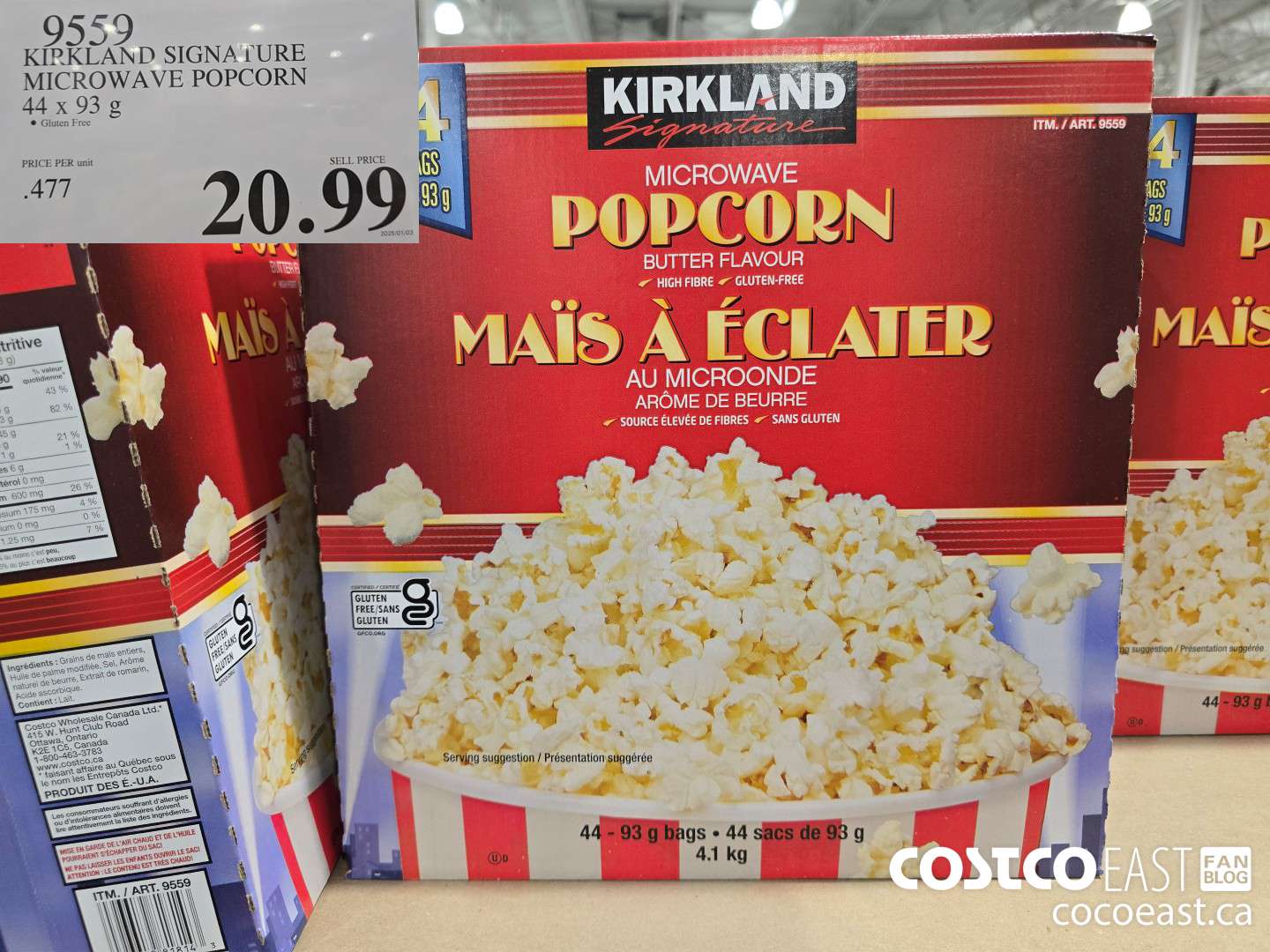 9559 KIRKLAND SIGNATURE MICROWAVE POPCORN 44 x 93 G $20.99