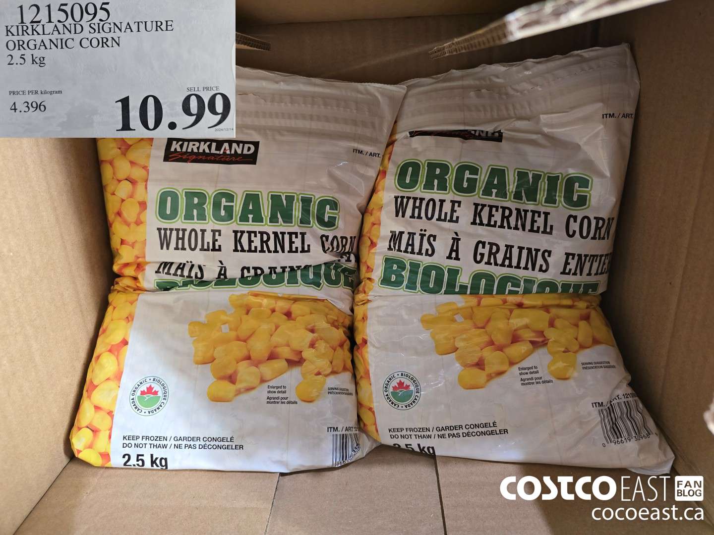 1215095 KIRKLAND SIGNATURE ORGANIC CORN 2.5 kg $10.99