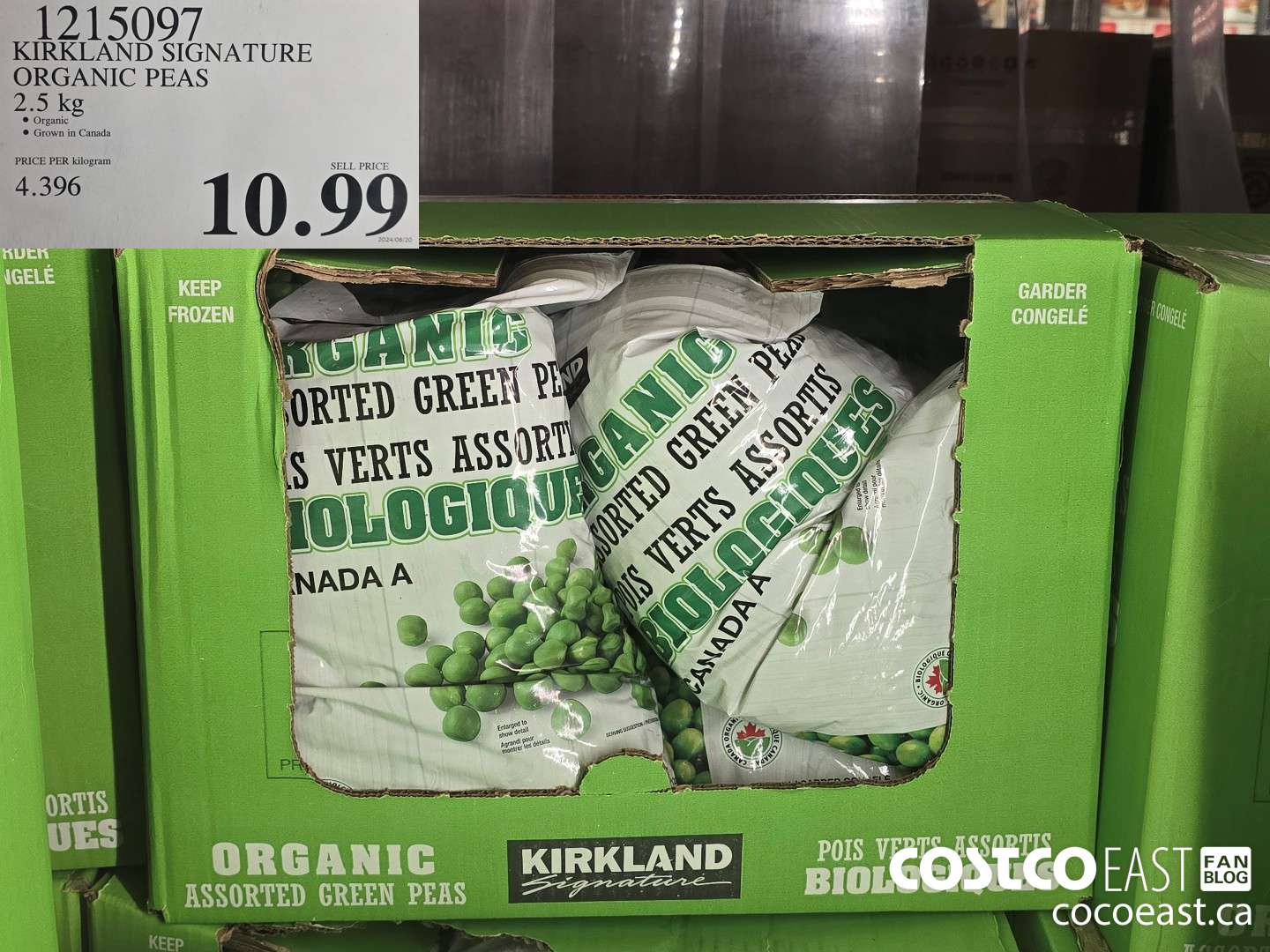 1215097 KIRKLAND SIGNATURE ORGANIC PEAS 2.5 KG $10.99