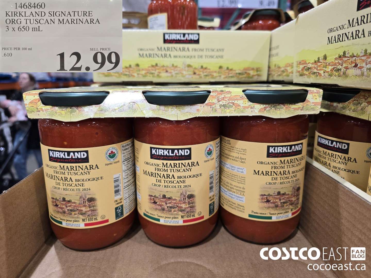 1468460 KIRKLAND SIGNATURE ORG TUSCAN MARINARA 3 x 650 mL $12.99