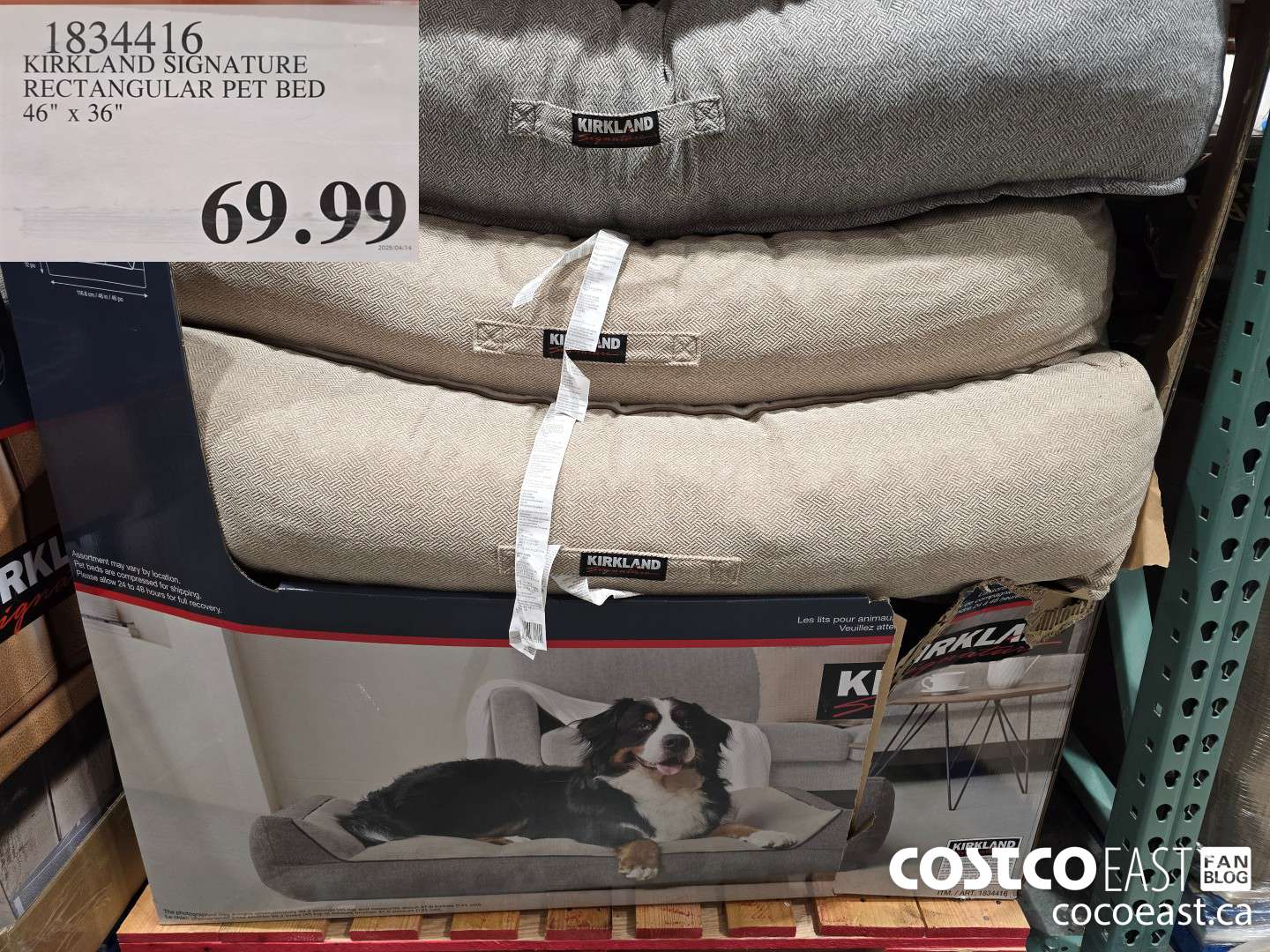 1834416 KIRKLAND SIGNATURE RECTANGULAR PET BED 46