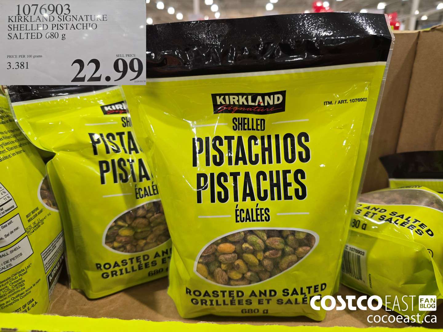 1076903 KIRKLAND SIGNATURE SHELLED PISTACHIO SALTED 680 G $22.99