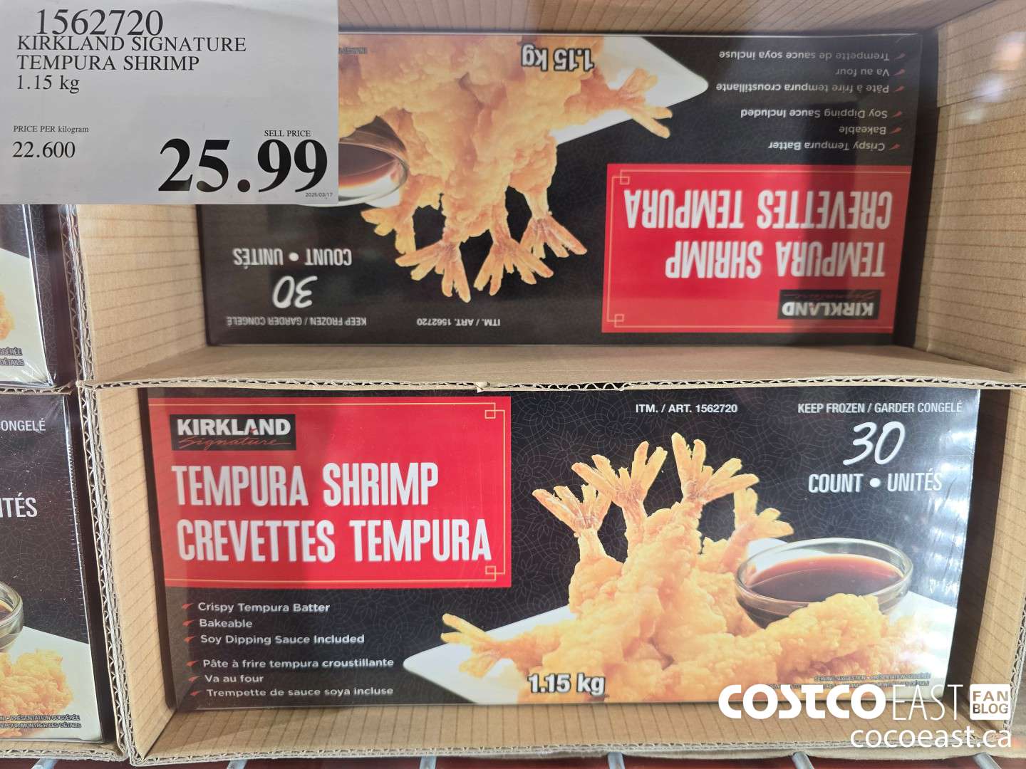 1562720 KIRKLAND SIGNATURE TEMPURA SHRIMP 1.15 KG $25.99
