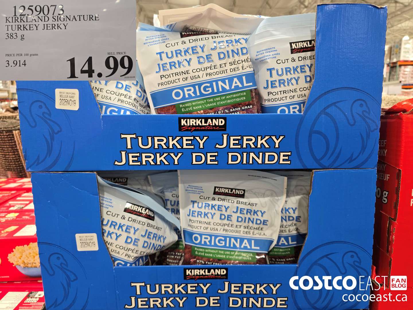 1259073 KIRKLAND SIGNATURE TURKEY JERKY 383 G $14.99