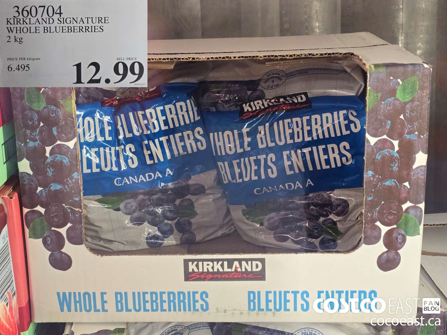 360704 KIRKLAND SIGNATURE WHOLE BLUEBERRIES 2 kg $12.99
