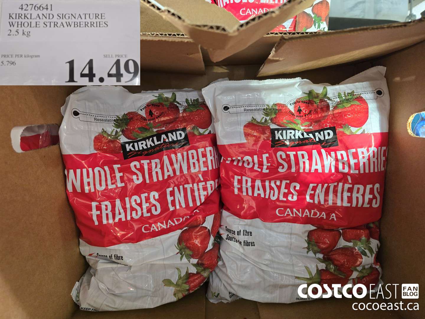 4276641 KIRKLAND SIGNATURE WHOLE STRAWBERRIES 2.5 kg $14.49