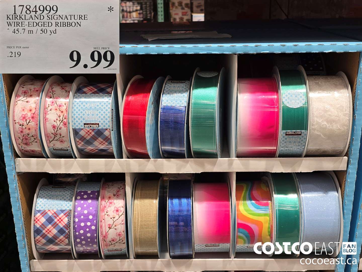 1784999 KIRKLAND SIGNATURE WIRE-EDGED RIBBON 45.7 m / 50 yd $9.99