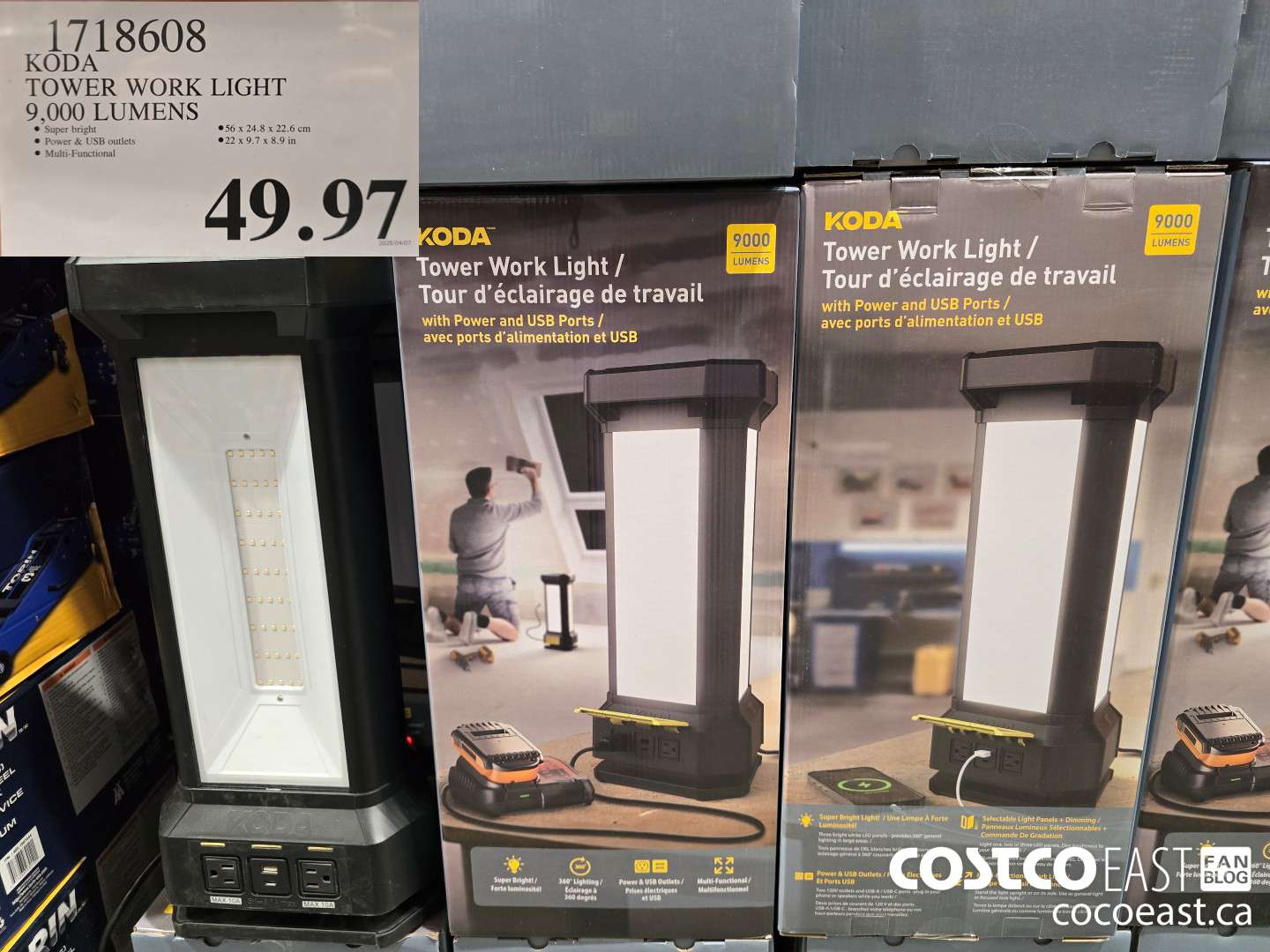 1715005 KODA TOWER WORK LIGHT 9,000 LUMENS $49.97