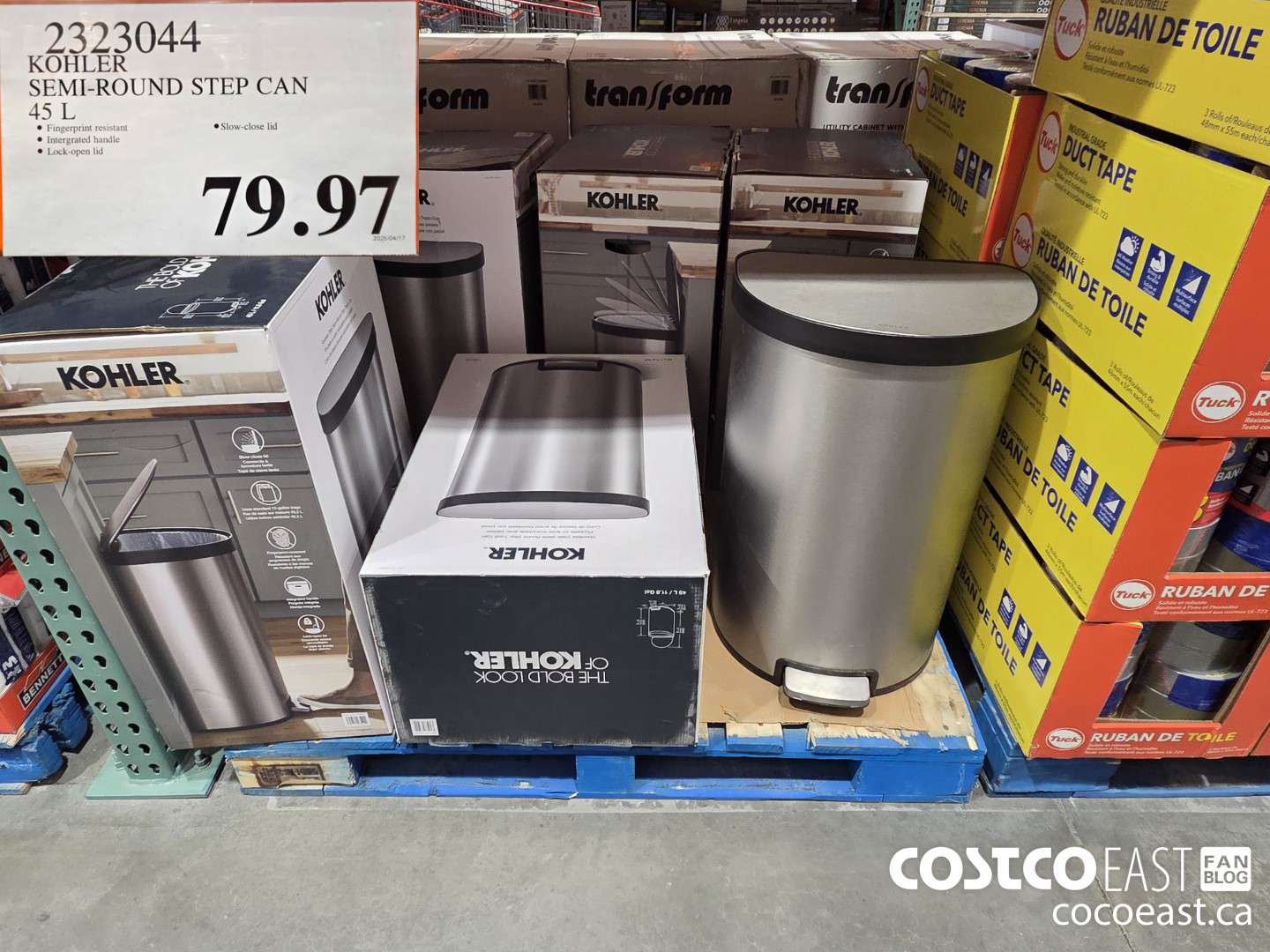 2323044 KOHLER SEMI-ROUND STEP CAN 45L $79.97