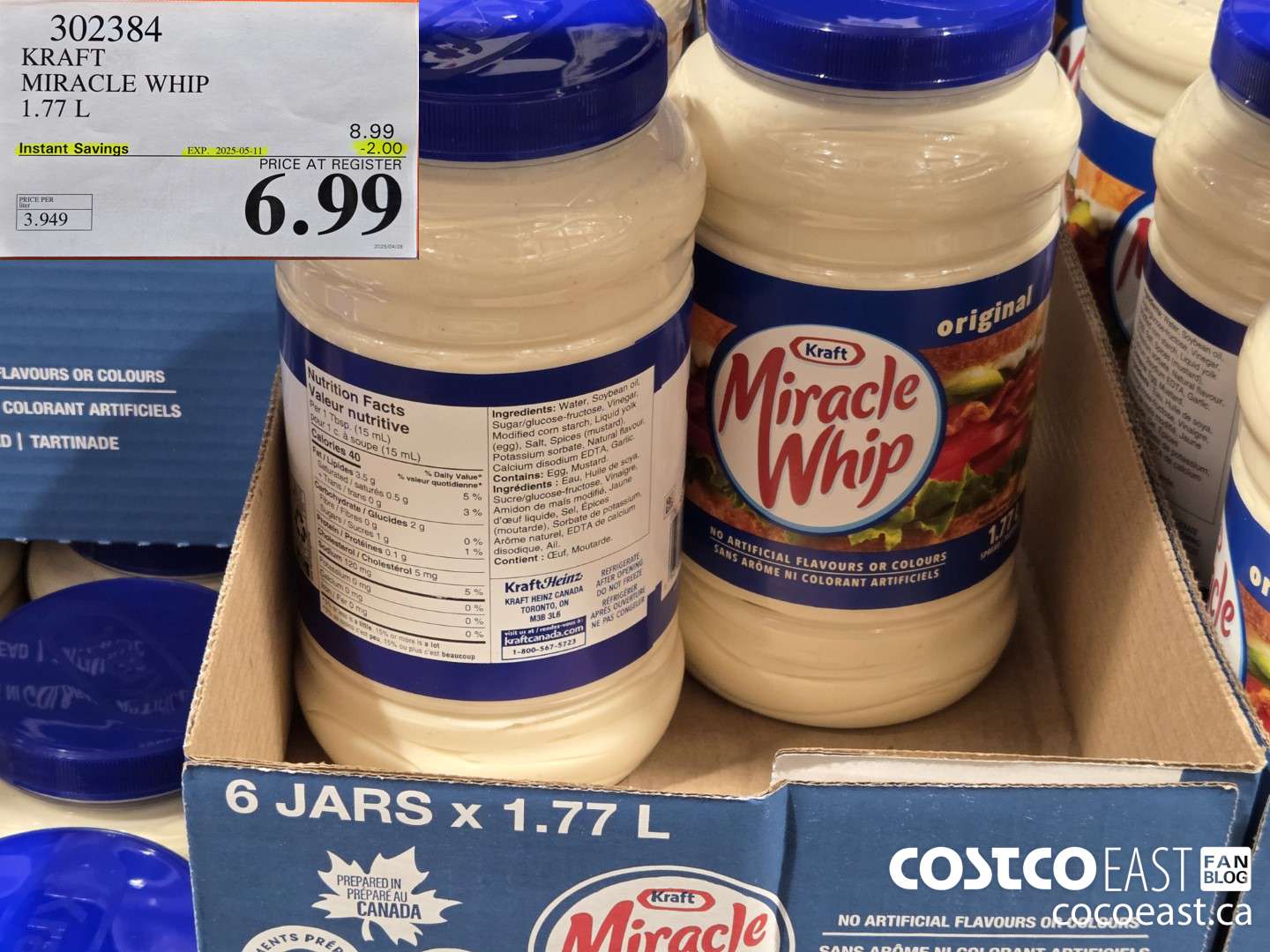 302384 KRAFT MIRACLE WHIP 1.77 L ($2.00 INSTANT SAVINGS EXPIRES ON 2025-05-11) $6.99
