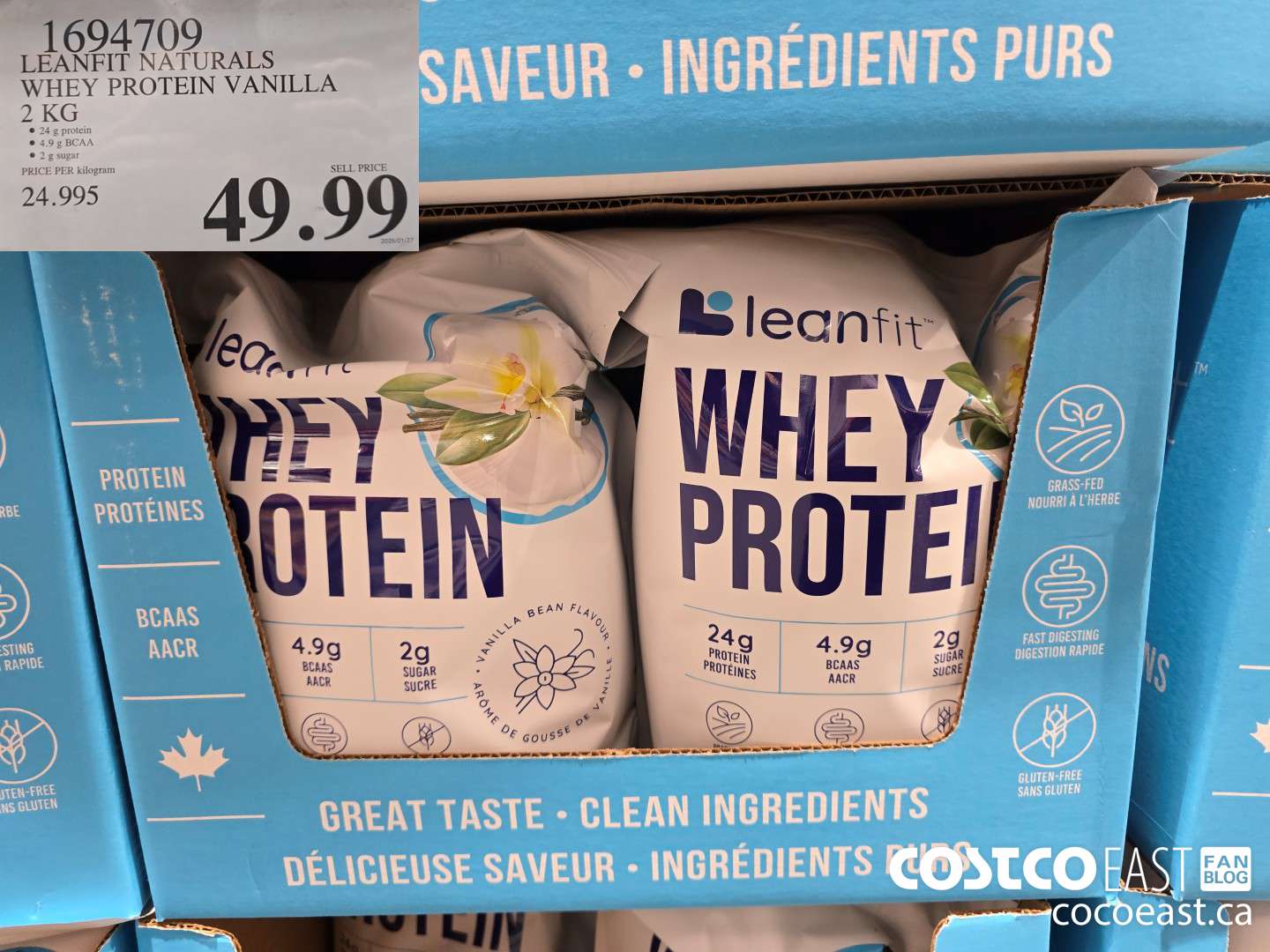 1694709 LEANFIT NATURALS WHEY PROTEIN VANILLA 2KG $49.99