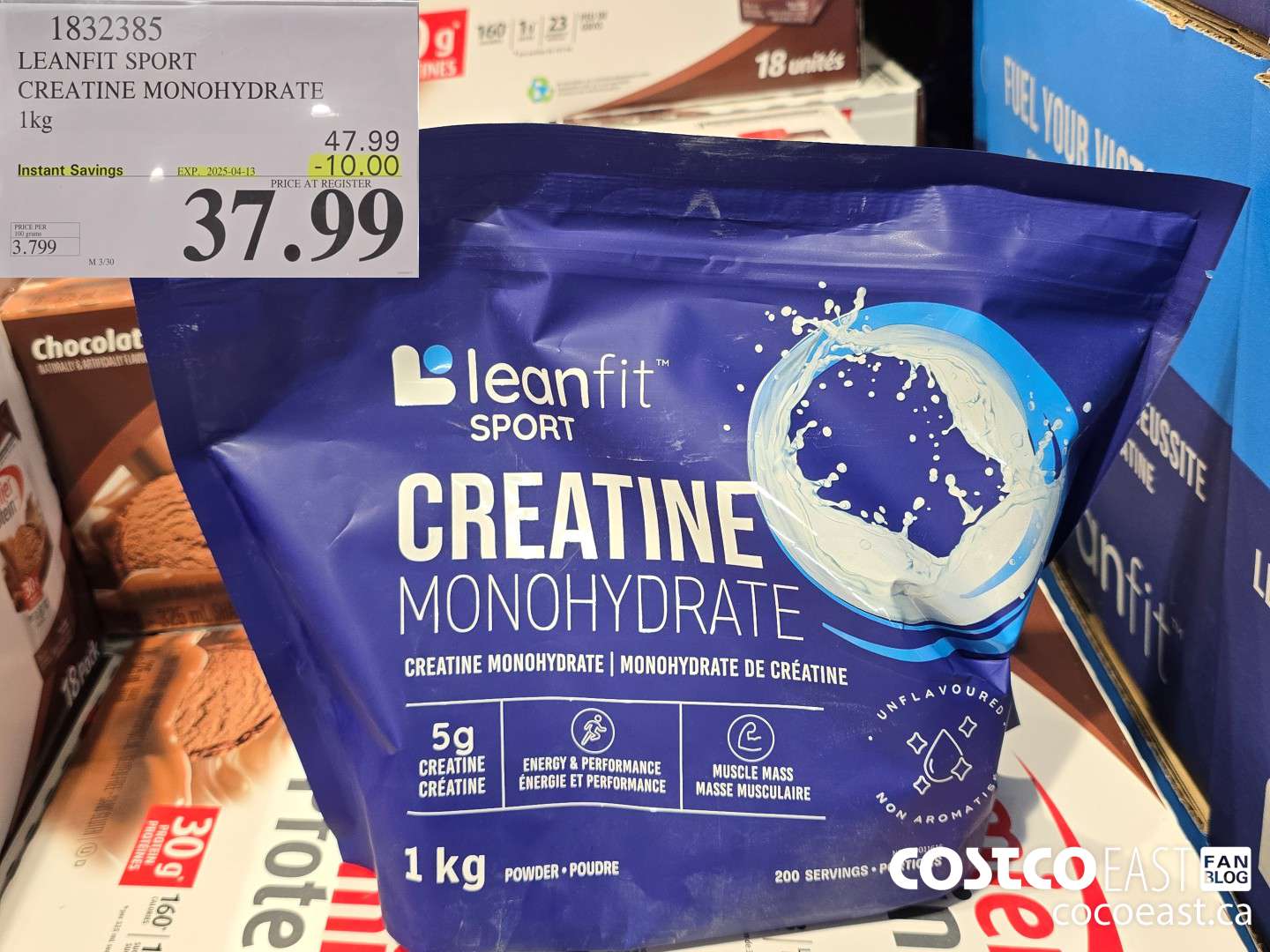 1832385 LEANFIT SPORT CREATINE MONOHYDRATE 1 KG ($10.00 INSTANT SAVINGS EXPIRES ON 2025-04-13) $37.99