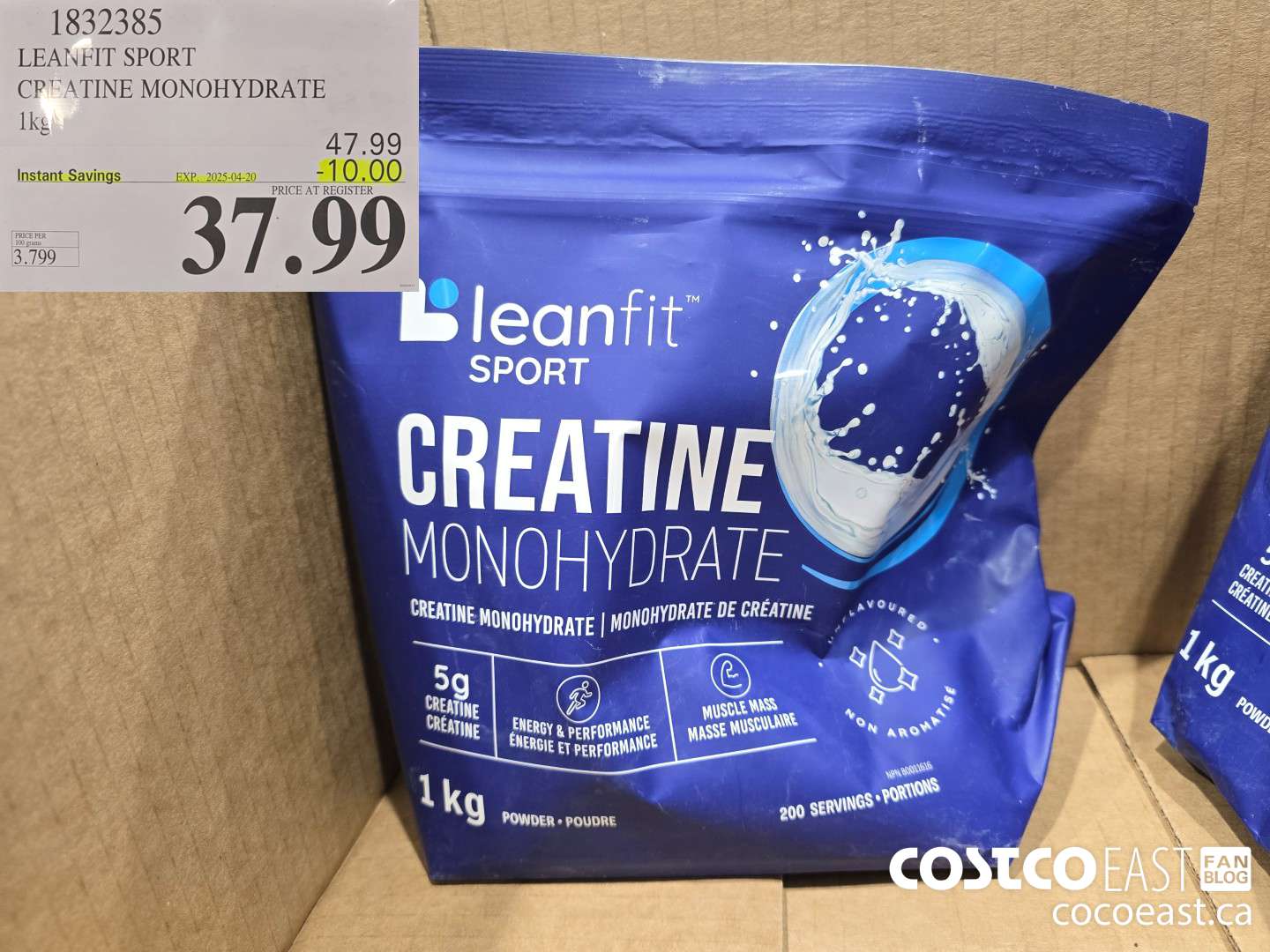 1832385 LEANFIT SPORT CREATINE MONOHYDRATE 1 KG ($10.00 INSTANT SAVINGS EXPIRES ON 2025-04-13) $37.99