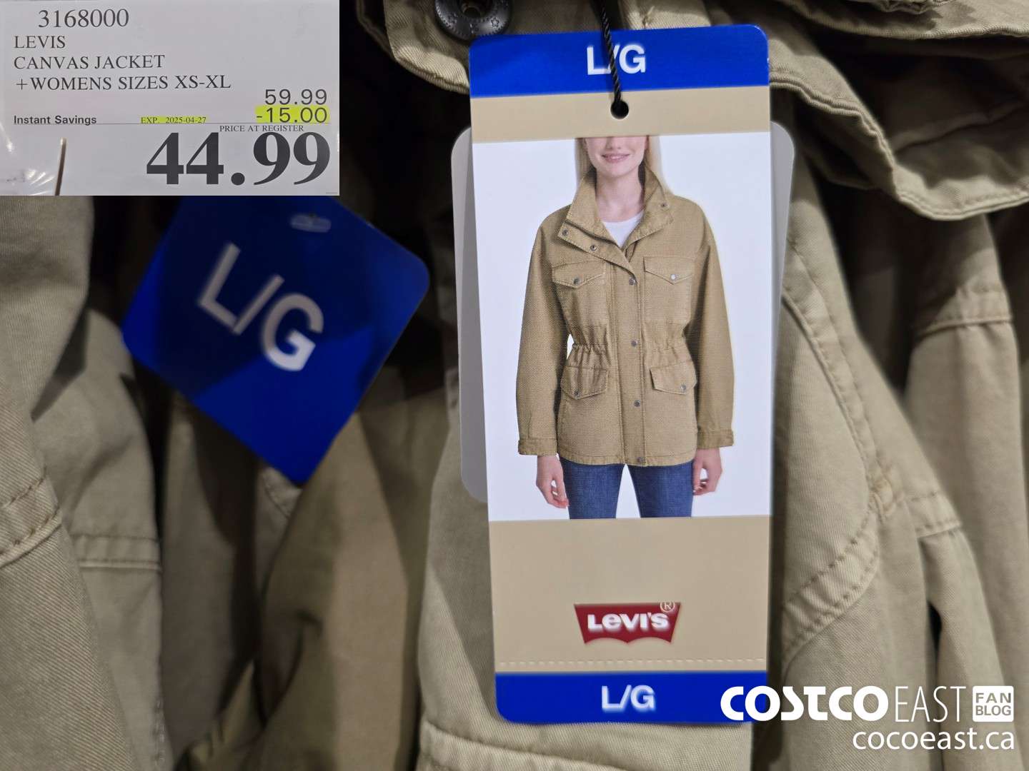 3168000 LEVIS CANVAS JACKE! + WOMENS SIZES XS-XL ($15.00 INSTANT SAVINGS EXPIRES ON 2025-04-27) $44.99