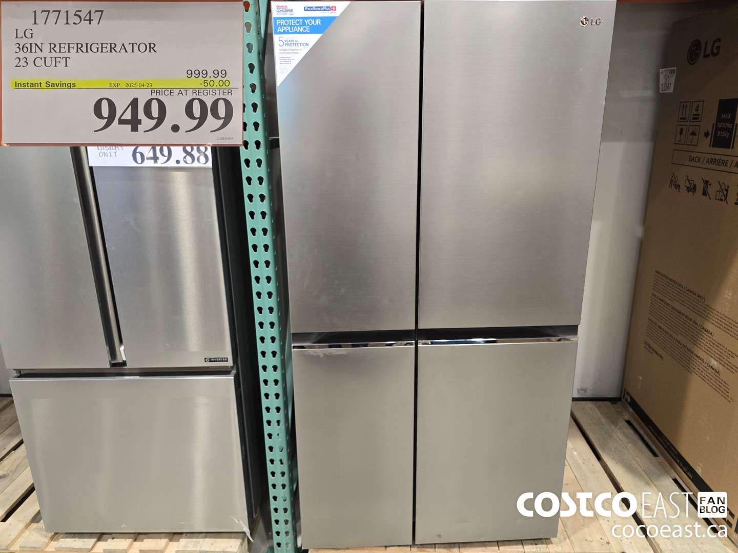 1771547 LG 36IN REFRIGERATOR 23 CUFT ($50.00 INSTANT SAVINGS EXPIRES ON 2025-04-23) $949.99