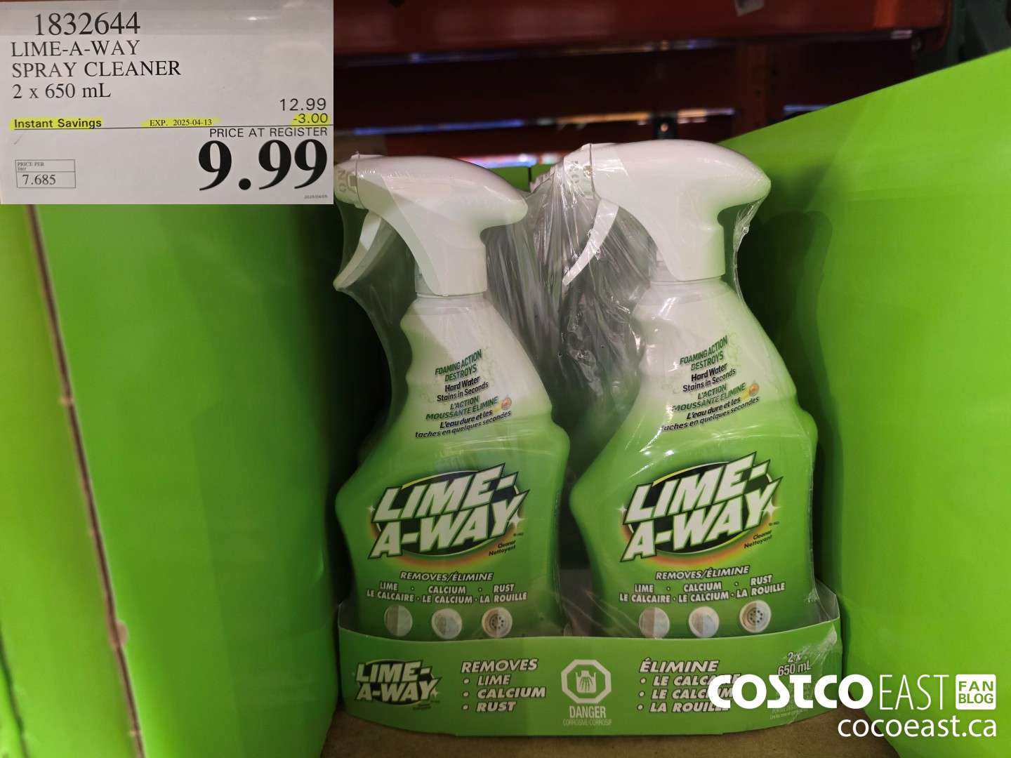 1832644 LIME-A-WAY SPRAY CLEANER 2 x 650 mL ($3.00 INSTANT SAVINGS EXPIRES ON 2025-04-13) $9.99