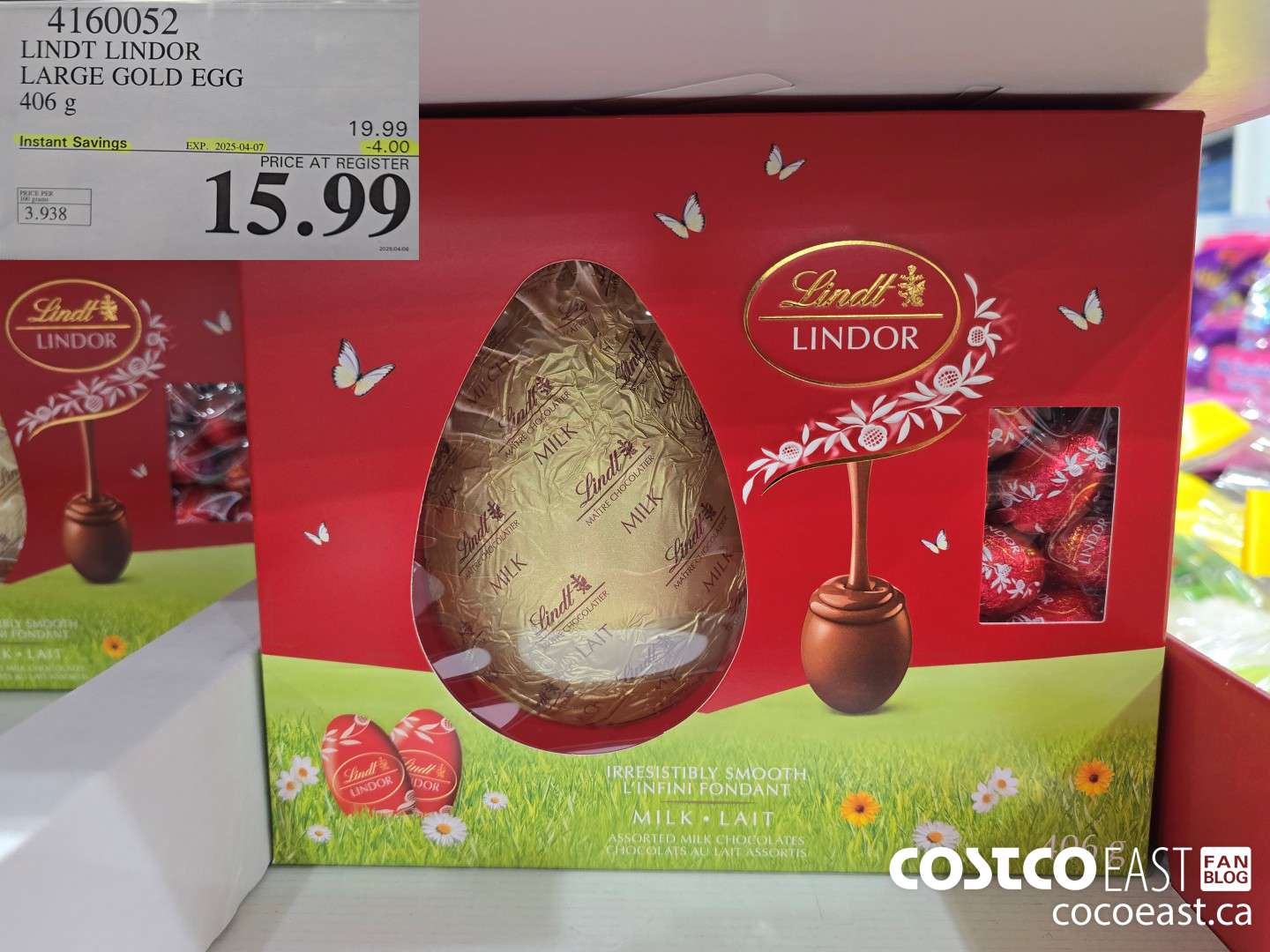 4160052 LINDT LINDOR LARGE GOLD EGG 406 g ($4.00 INSTANT SAVINGS EXPIRES ON 2025-04-07) $15.99