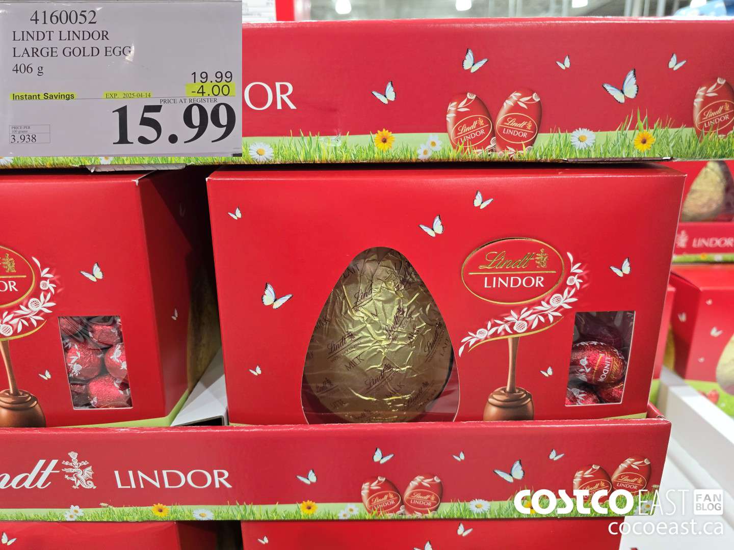 4160052 LINDT LINDOR LARGE GOLD EGG 406 g ($4.00 INSTANT SAVINGS EXPIRES ON 2025-04-14) $15.99