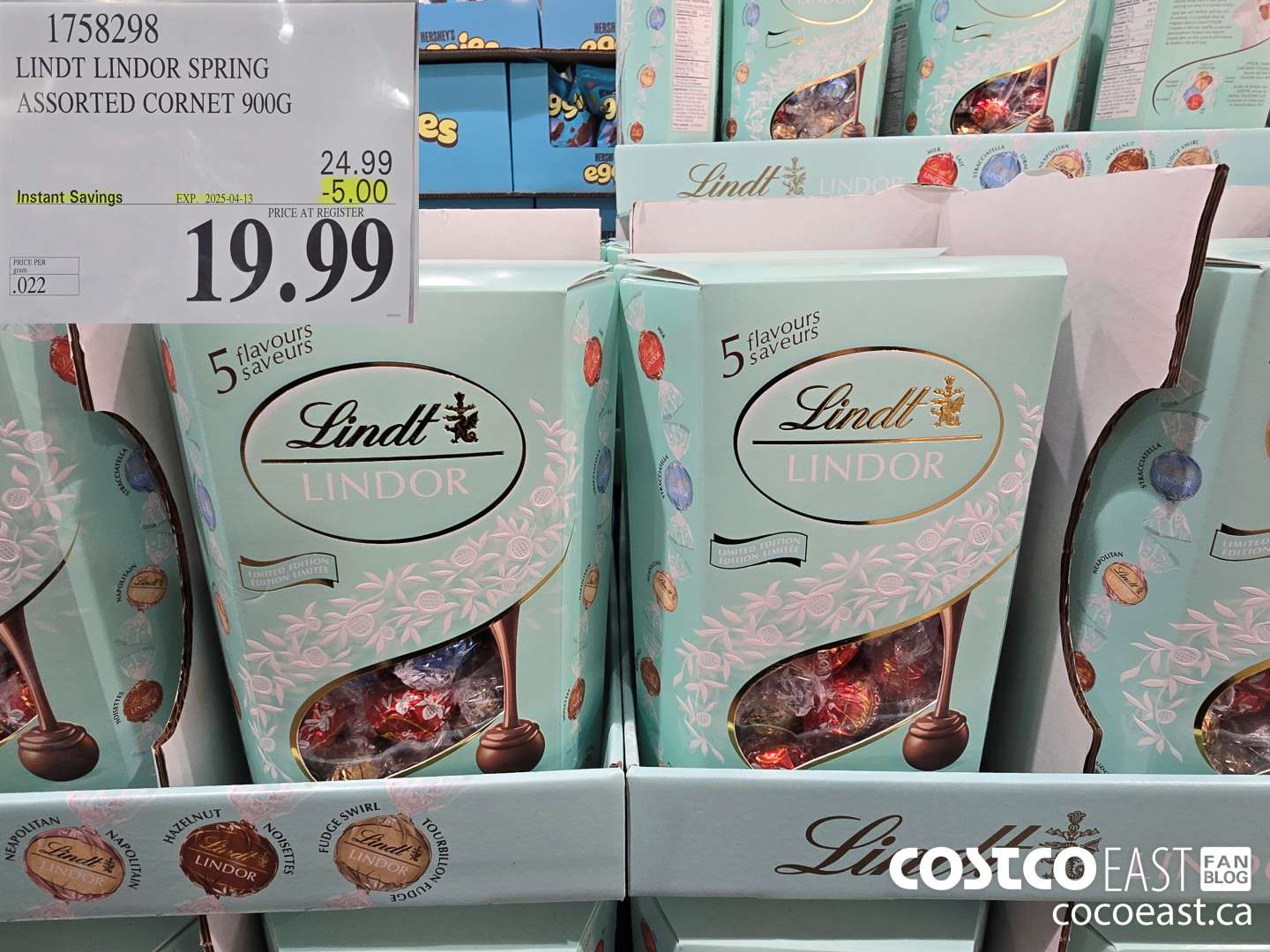 1738298 LINDT LINDOR SPRING ASSORTED CORNET 900G ($5.00 INSTANT SAVINGS EXPIRES ON 2025-04-13) $19.99