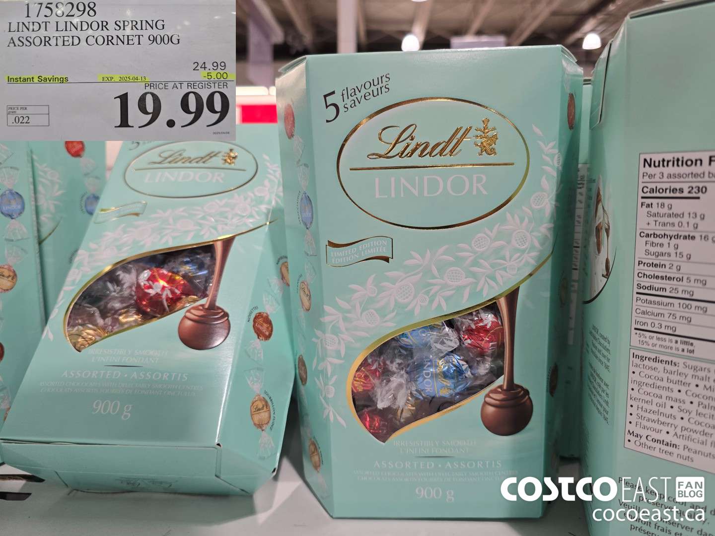 1758298 LINDT LINDOR SPRING ASSORTED CORNET 900G ($5.00 INSTANT SAVINGS EXPIRES ON 2025-04-13) $19.99