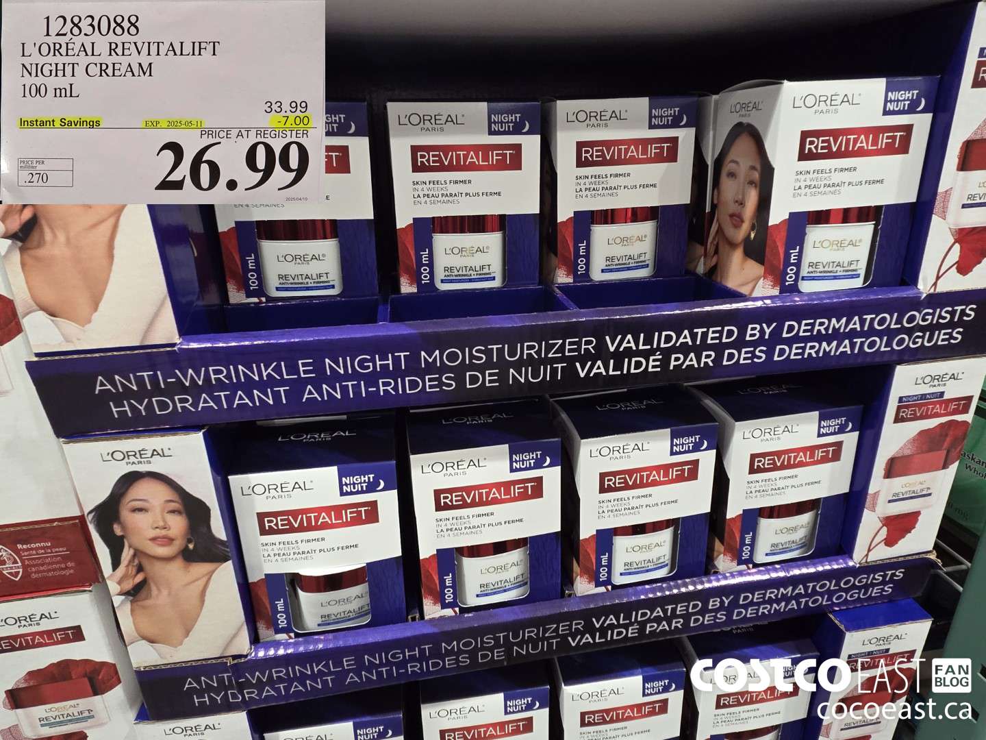 1283088 L'OREAL REVITALIFT NIGHT CREAM 100 mL ($7.00 INSTANT SAVINGS EXPIRES ON 2025-05-11) $26.99