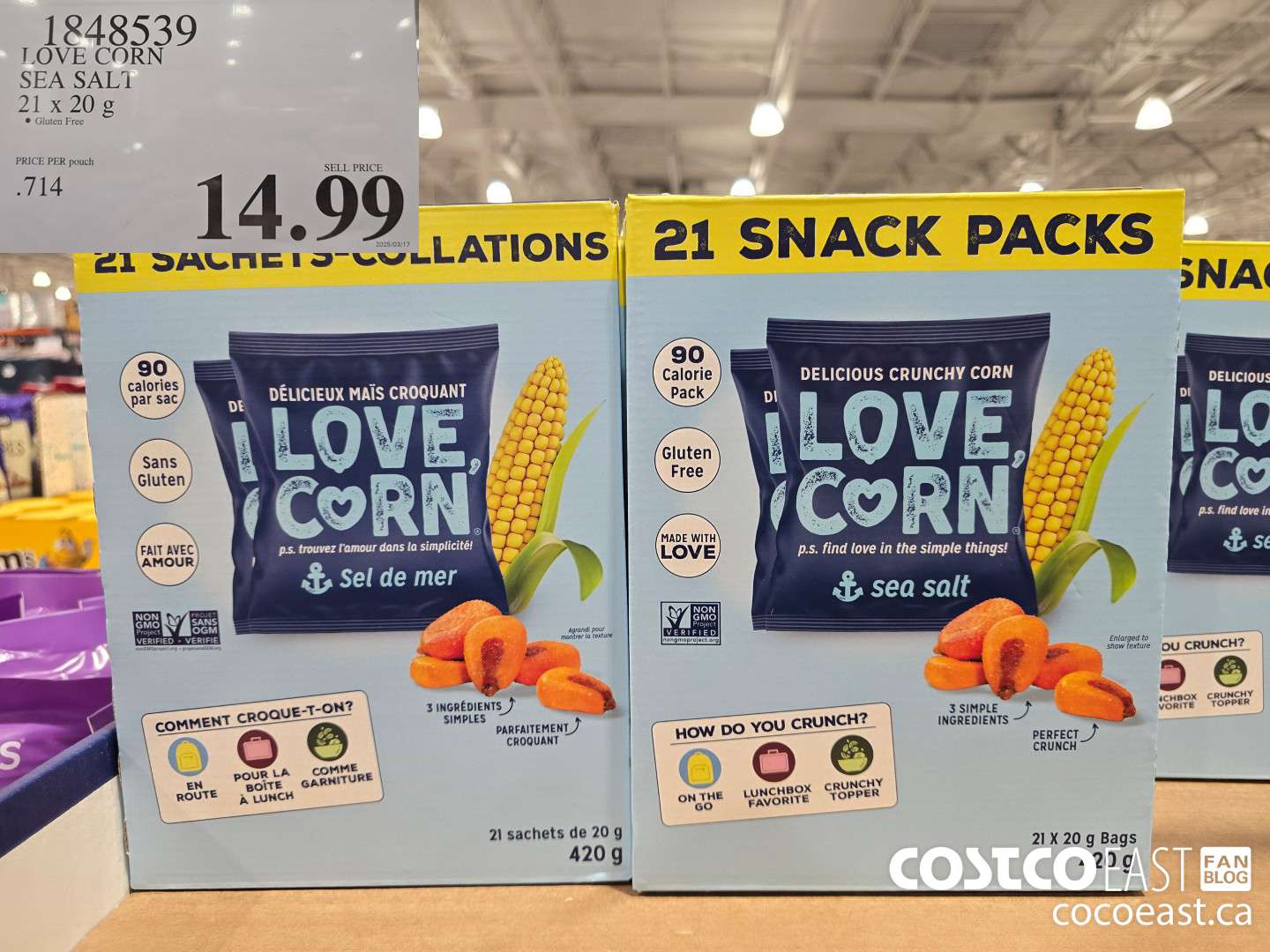 1848539 LOVE CORN SEA SALT 21 x 20 g $14.99