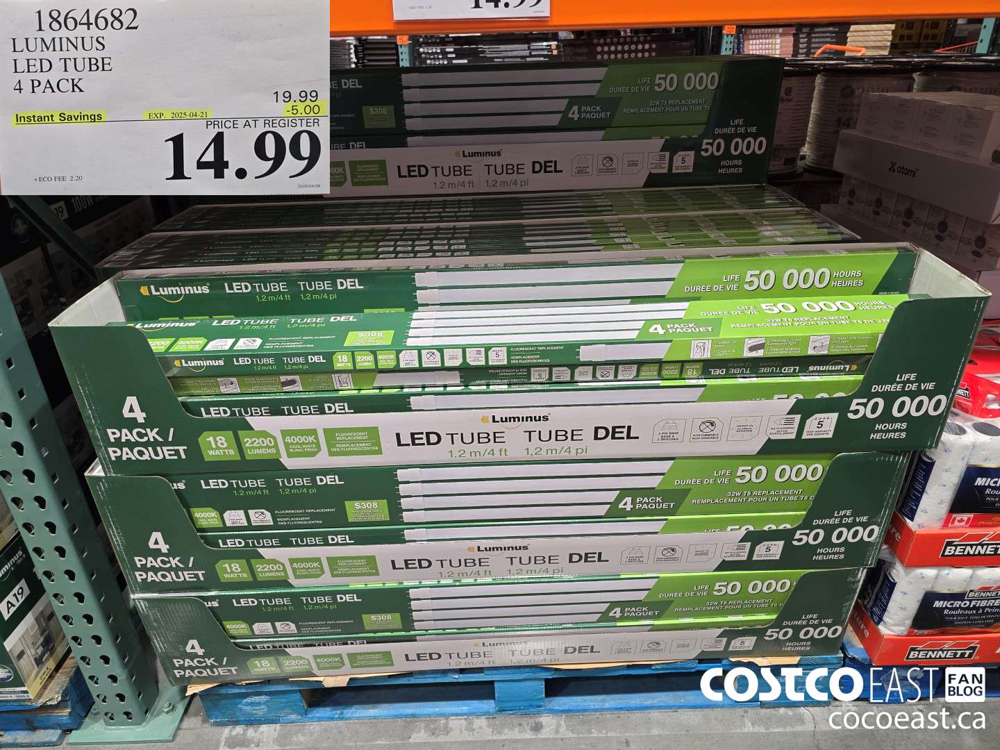 1864682 LUMINUS LED TUBE 4 PACK ($5.00 INSTANT SAVINGS EXPIRES ON 2025-04-21) $14.99