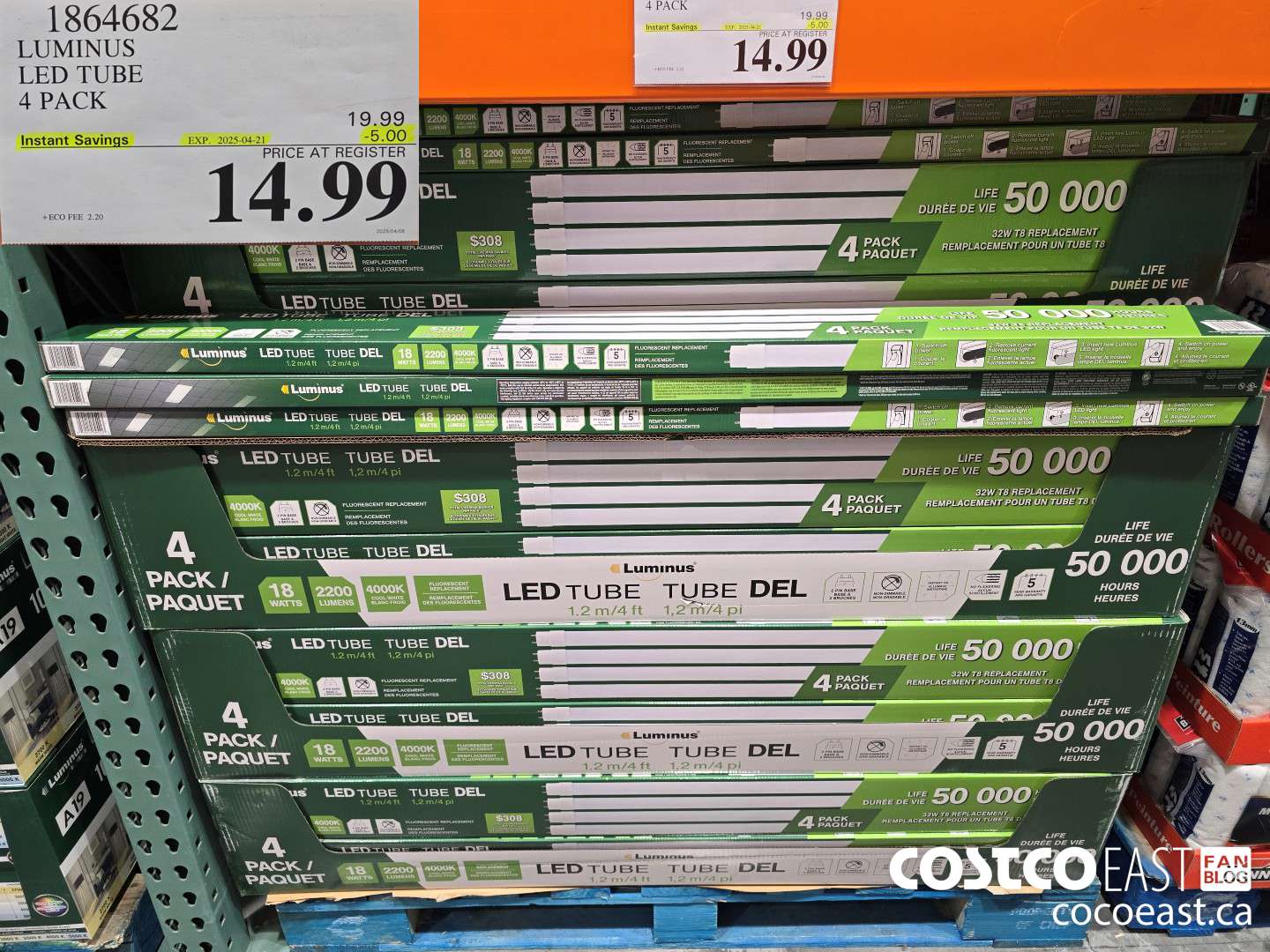 1864682 LUMINUS LED TUBE 4 PACK ($5.00 INSTANT SAVINGS EXPIRES ON 2025-04-21) $14.99