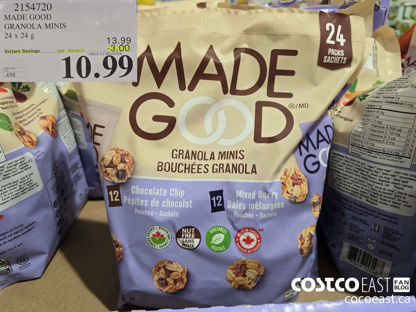 2154720 MADE GOOD GRANOLA MINIS 24x24g ($3.00 INSTANT SAVINGS EXPIRES ON 2025-04-13) $10.99
