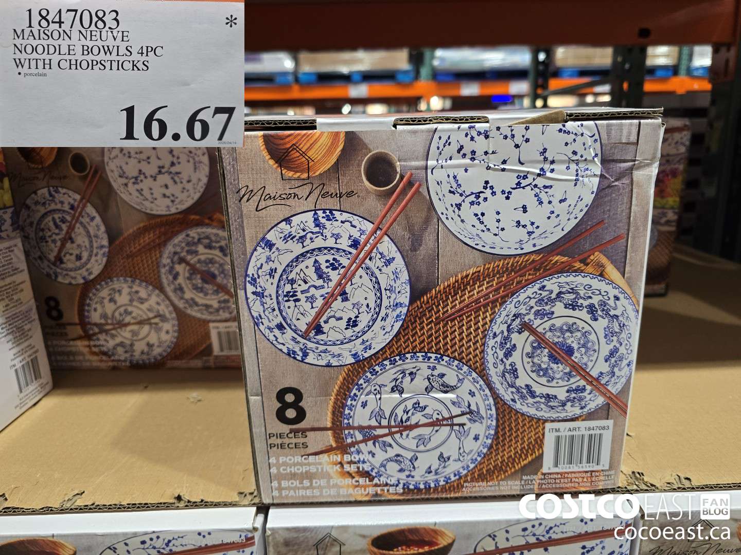 1847083 MAISON NEUVE NOODLE BOWLS 4PC WITH CHOPSTICKS $16.67