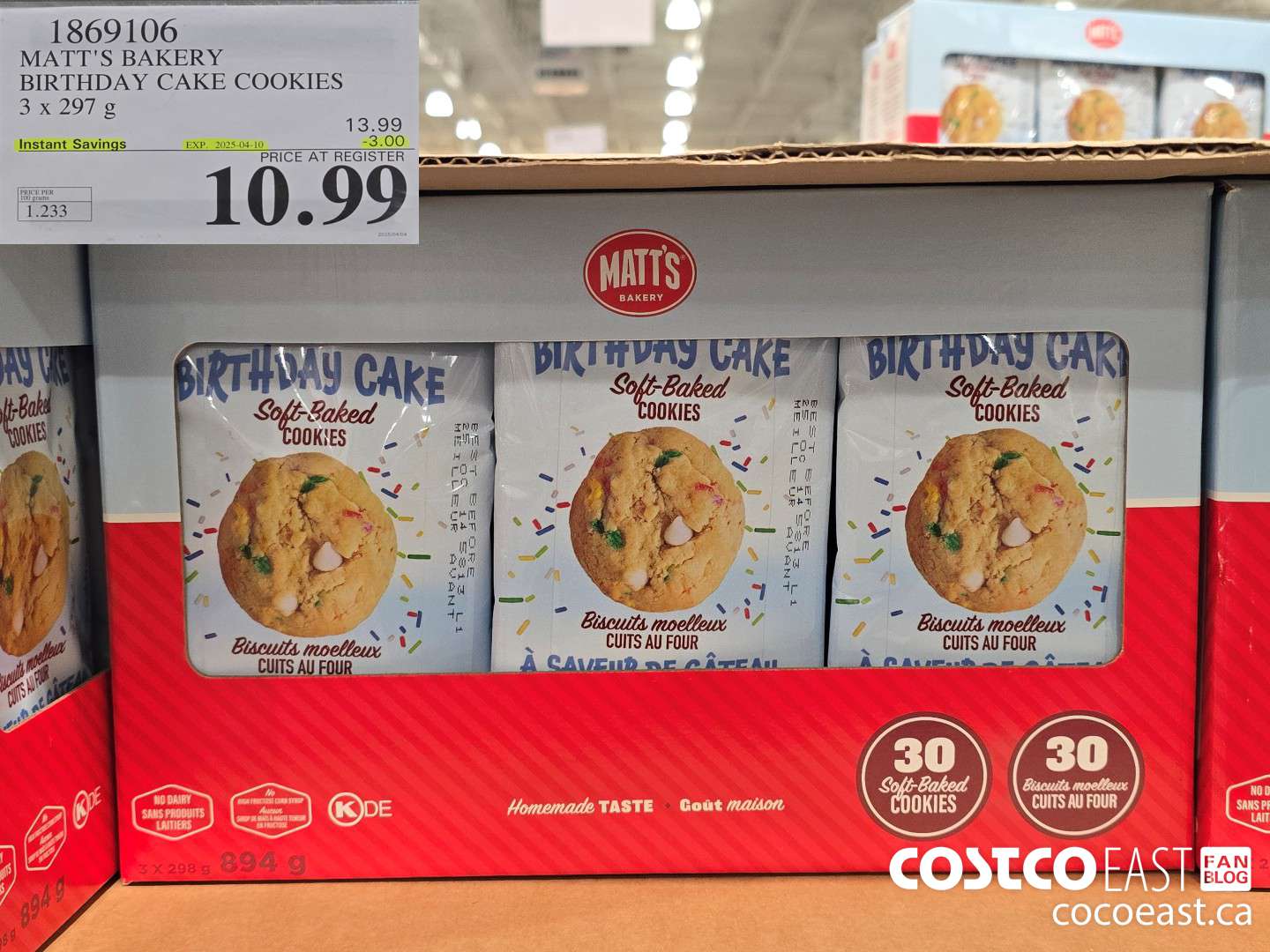 1869106 MATT'S BAKER BIRTHDAY CAKE COOKIES 3 X 297 G ($3.00 INSTANT SAVINGS EXPIRES ON 2025-04-10) $10.99