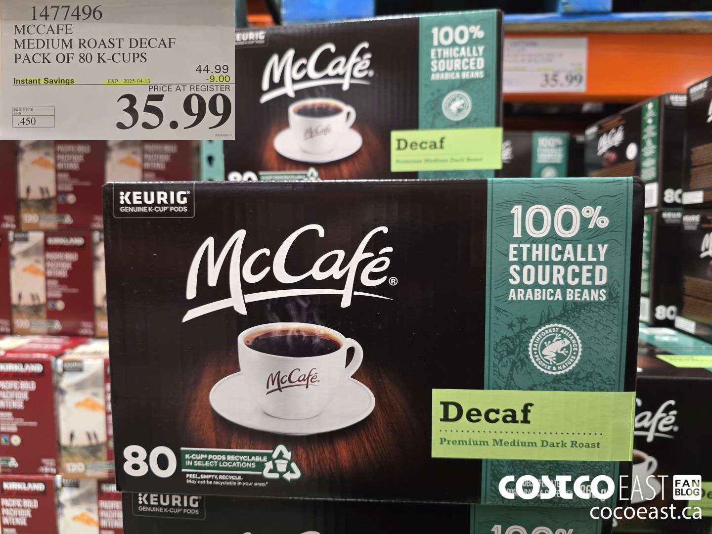 1477496 MCCAFE MEDIUM ROAST DECAF PACK OF 80 K-CUPS  ($9.00 INSTANT SAVINGS EXPIRES ON 2025-04-13) $35.99