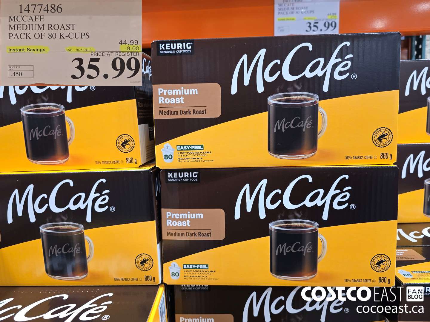 1477486 MCCAFE MEDIUM ROAST PACK OF 80 K-CUPS ($9.00 INSTANT SAVINGS EXPIRES ON 2025-04-13) $35.99