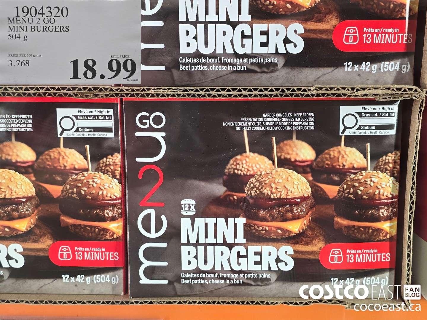 1904320 MENU 2 GO MINI BURGERS 504 g $18.99