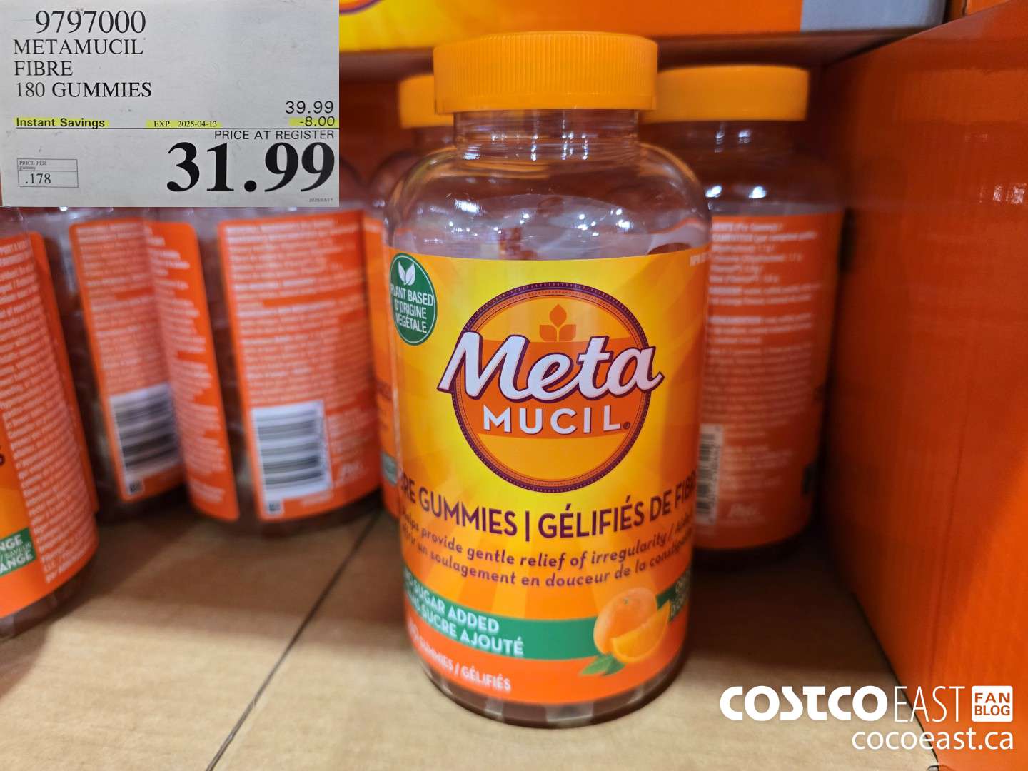 9797000 METAMUCIL FIBRE GUMMIES 180 COUNT ($8.00 INSTANT SAVINGS EXPIRES ON 2025-04-13) $31.99