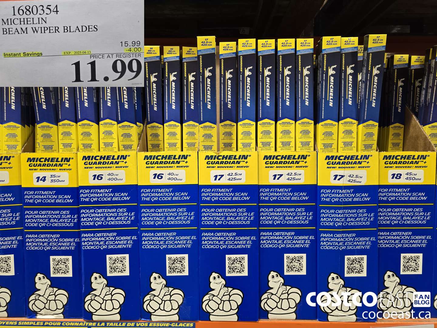 1680354 MICHELIN BEAM WIPER BLADES 14 IN BLADE LENGTH ($4.00 INSTANT SAVINGS EXPIRES ON 2025-04-13) $11.99