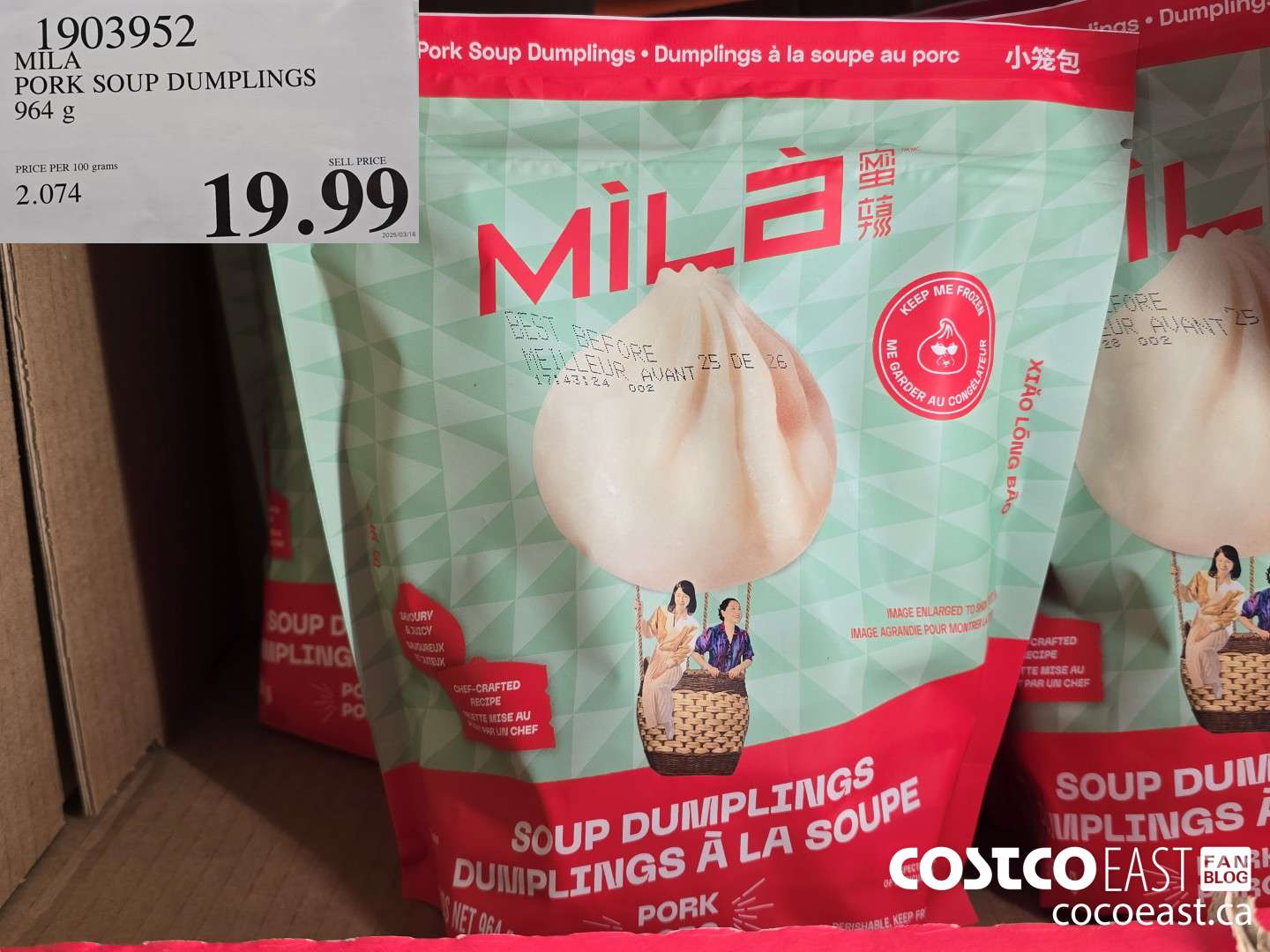1903952 MILA PORK SOUP DUMPLINGS 964 g $19.99