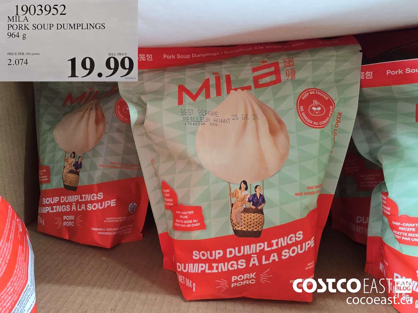 1903952 MILA PORK SOUP DUMPLINGS 964 g $19.99