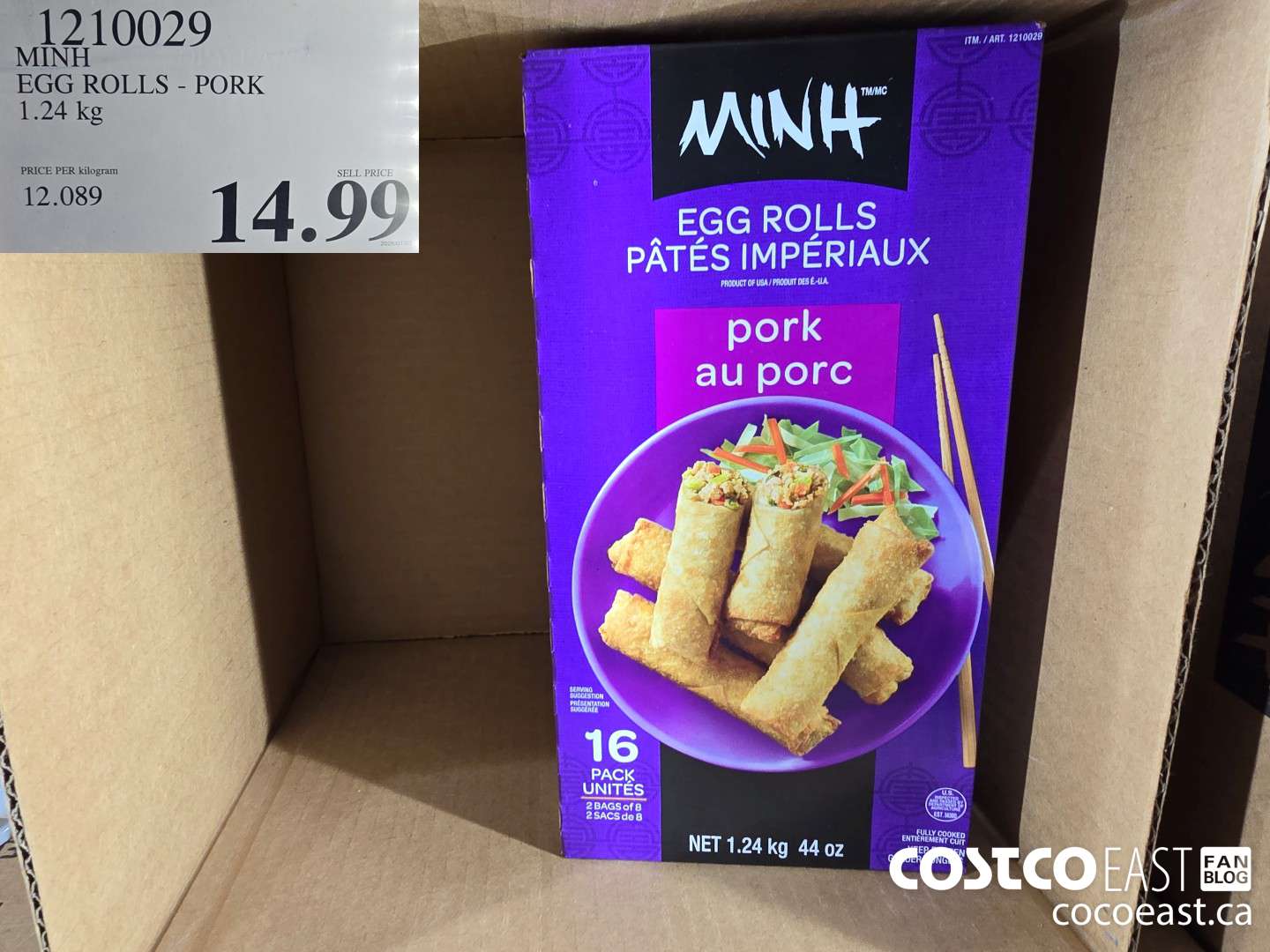 1210029 MINH EGG ROLLS - PORK 1.24 KG $14.99