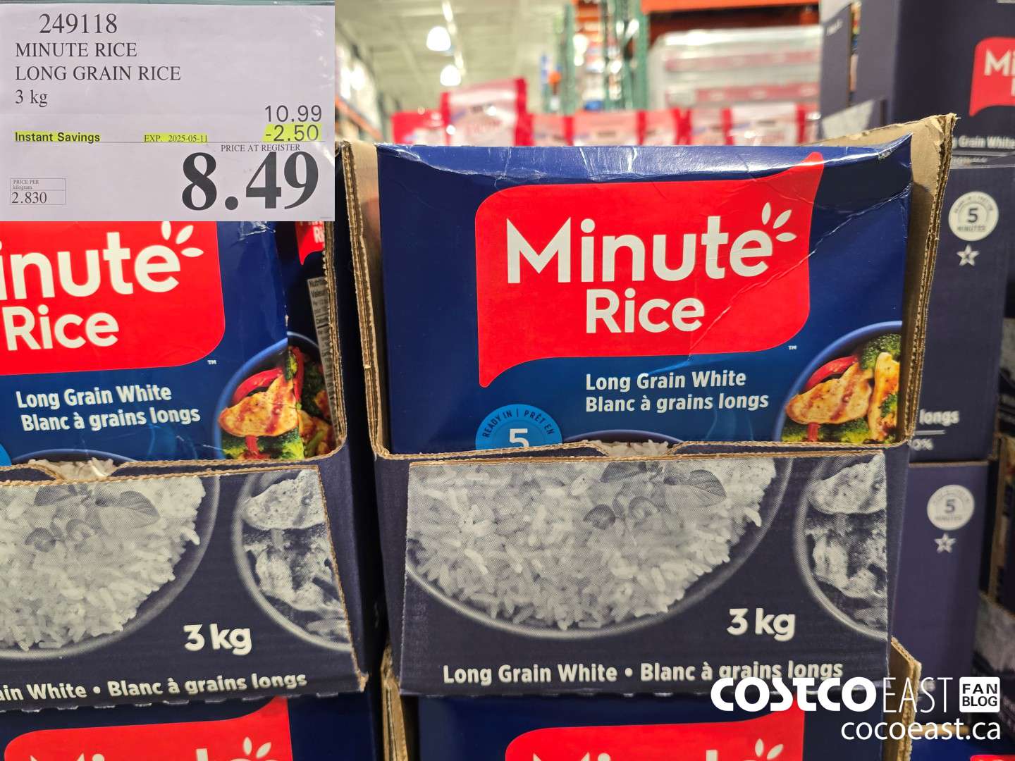 249118 MINUTE RICE LONG GRAIN RICE 3 KG ($2.50 INSTANT SAVINGS EXPIRES ON 2025-05-11) $8.49