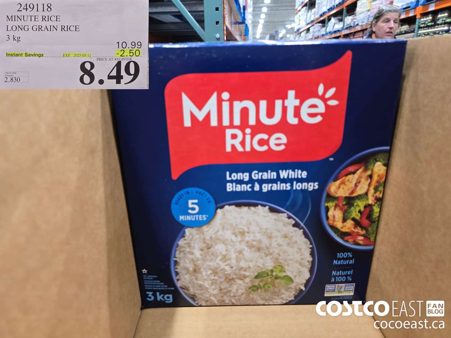 249118 MINUTE RICE LONG GRAIN RICE 3 KG ($2.50 INSTANT SAVINGS EXPIRES ON 2025-05-11) $8.49