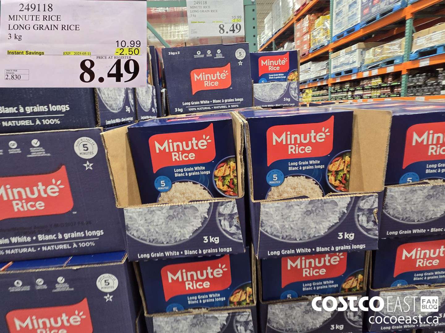 249118 MINUTE RICE LONG GRAIN RICE 3 KG ($2.50 INSTANT SAVINGS EXPIRES ON 2025-05-11) $8.49