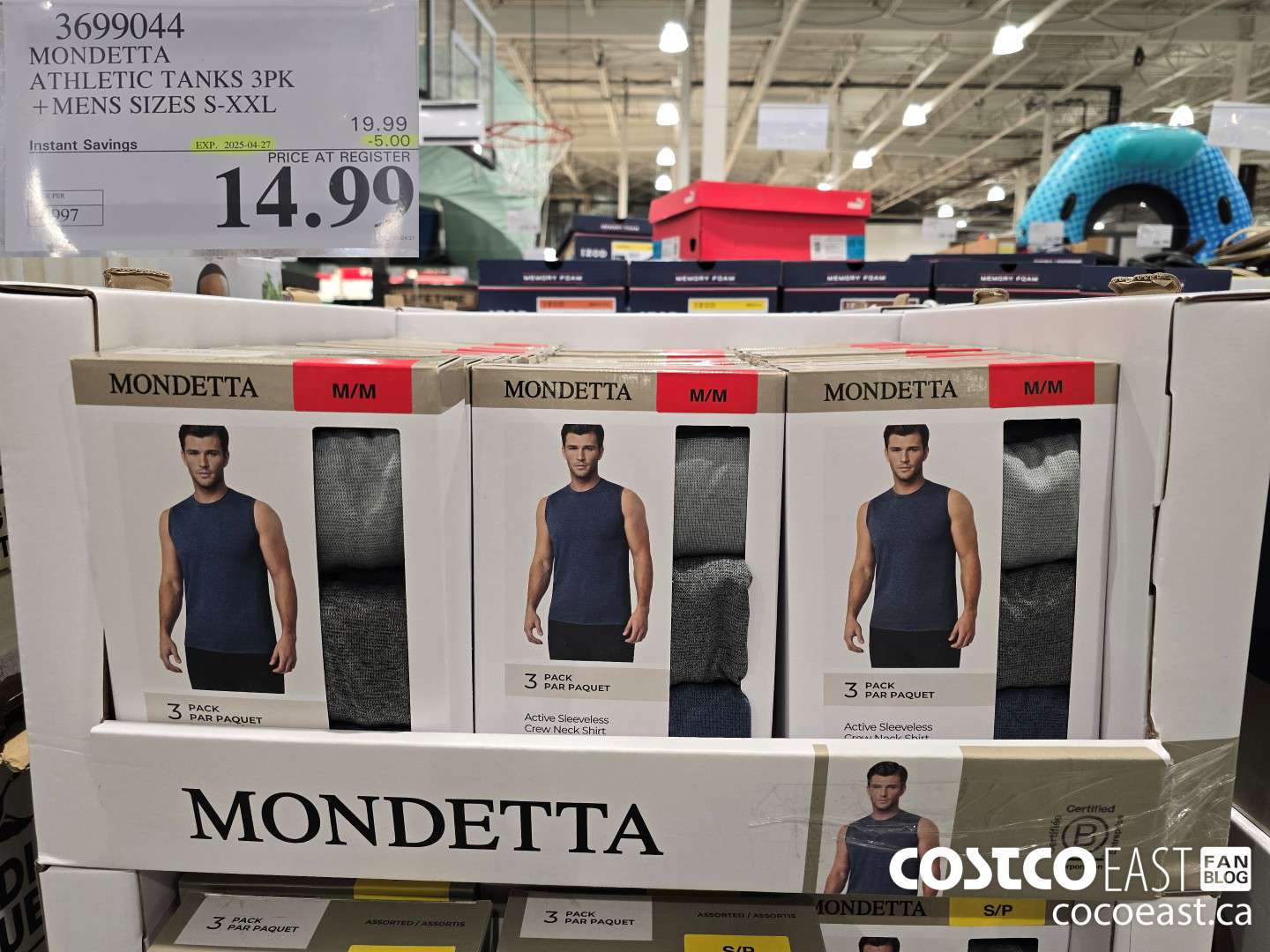 3699044 MONDETTA ATHLETIC TANKS 3PK +MENS SIZES S-XXL ($5.00 INSTANT SAVINGS EXPIRES ON 2025-04-27) $14.99